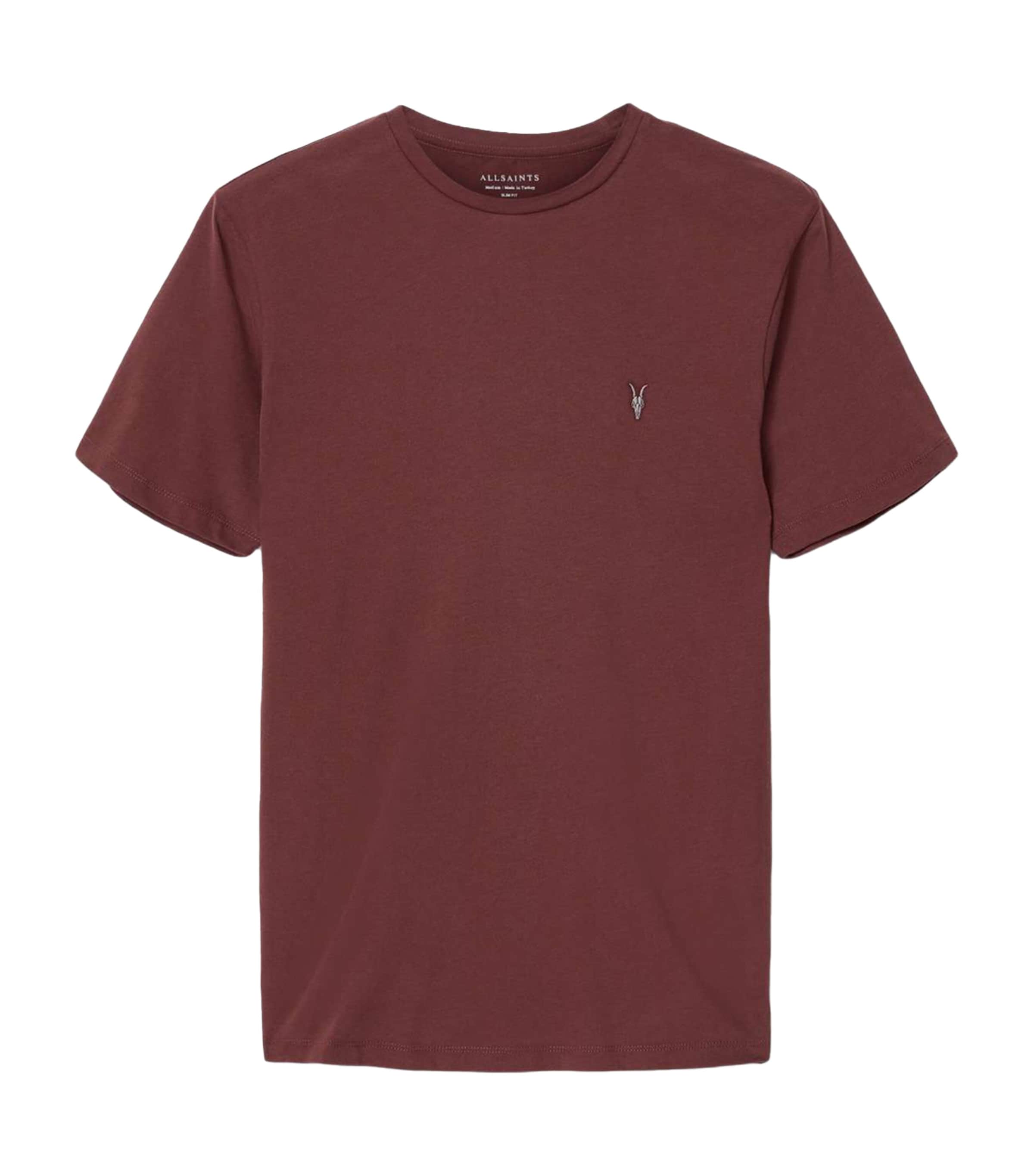 AllSaints Mens Cotton Brace T-Shirt Burnt Red