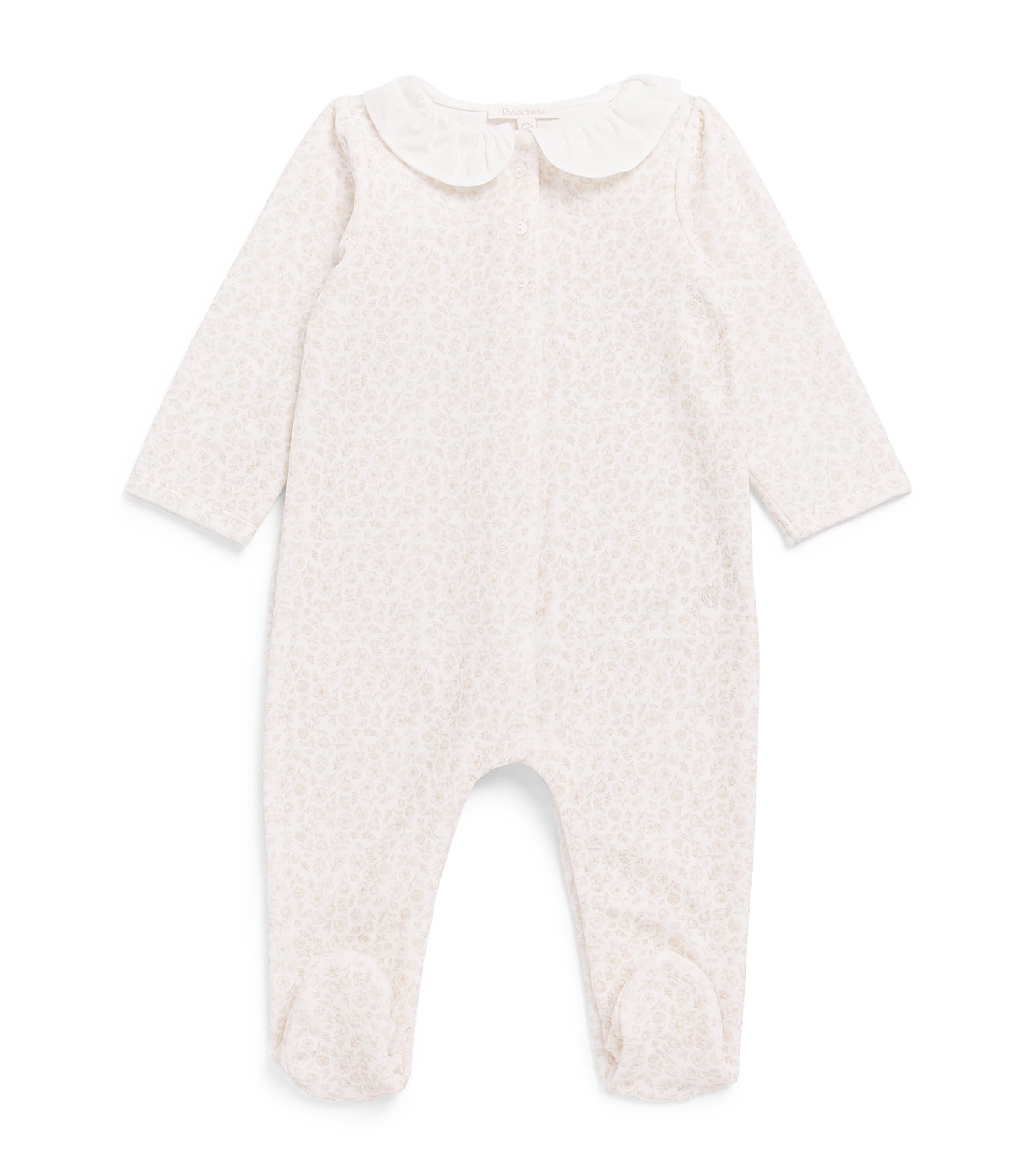 Patachou Collared Floral All-In-One (0-24 Months) Beige Flwrs