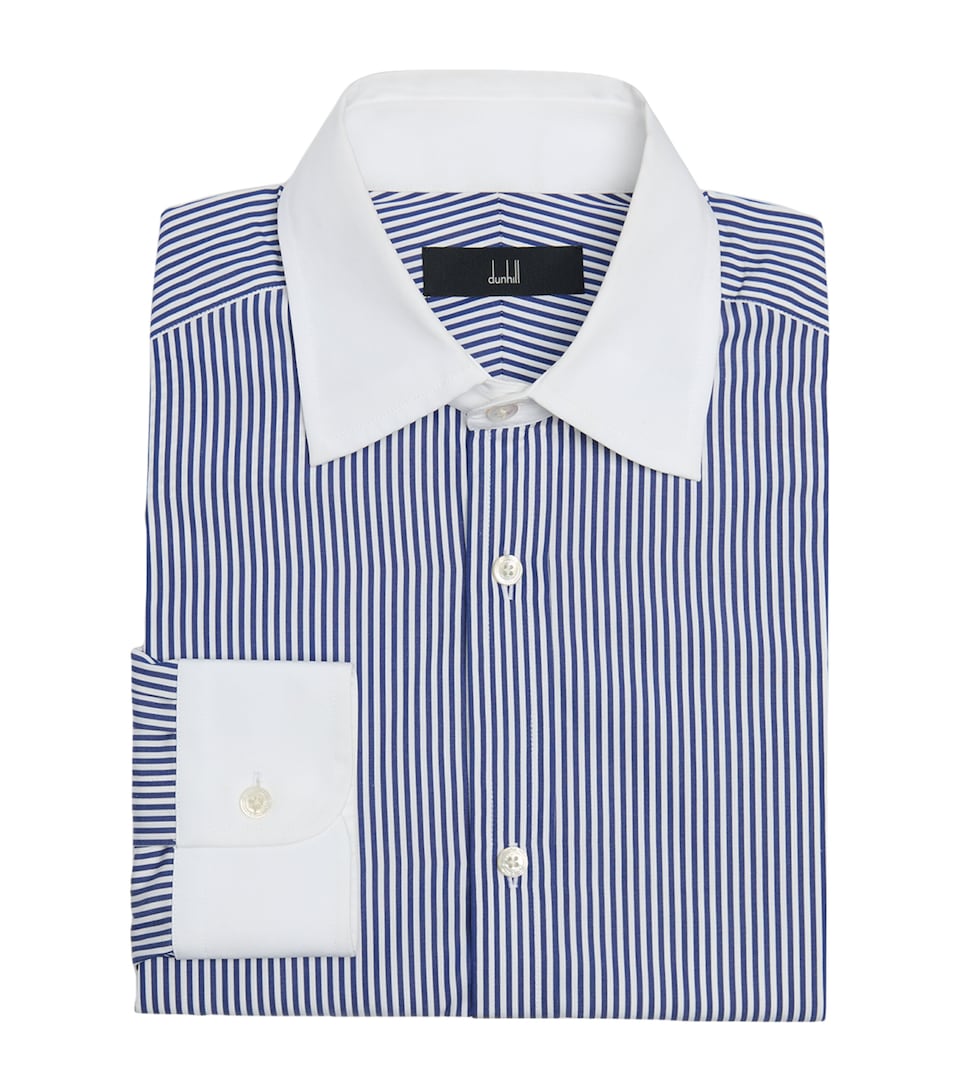 Dunhill Mens Cotton Stripe Shirt White