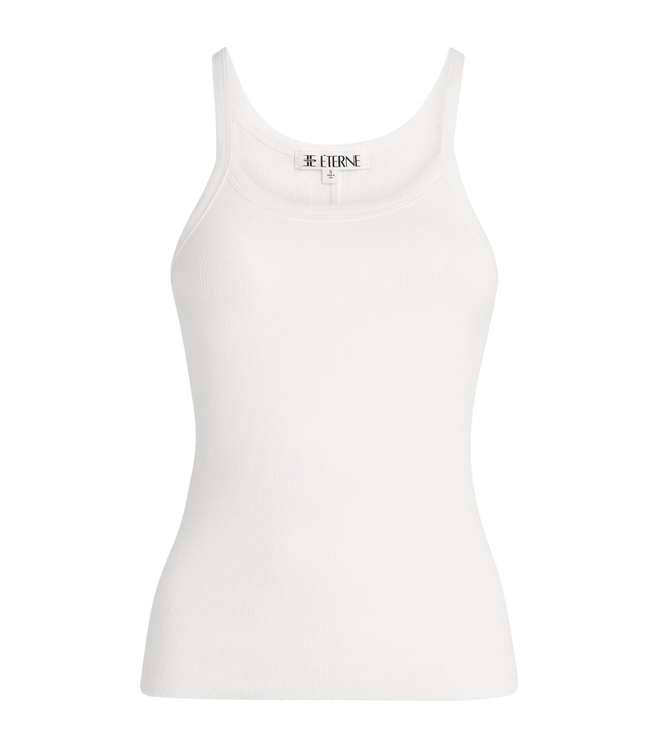 ÉTERNE Womens Cotton Ribbed Cami Top Ivory