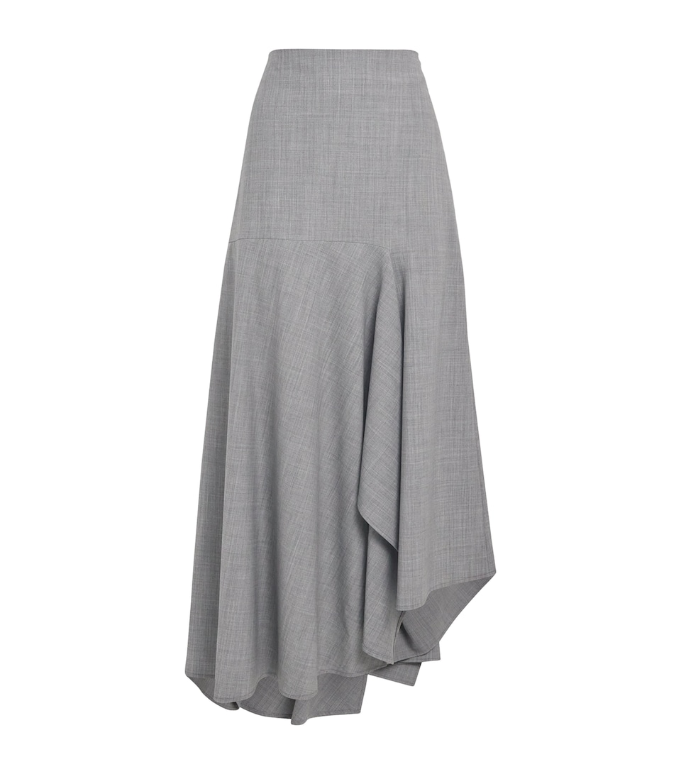 Wool-Blend Asymmetric Midi Skirt