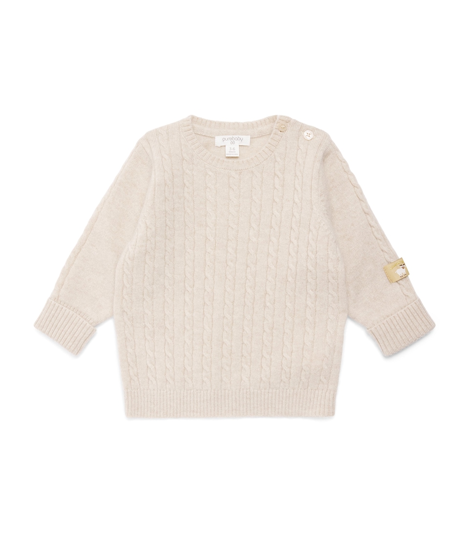 Purebaby Cashmere Cable-Knit Sweater (0-18 Months) Cmlme Camel Melange