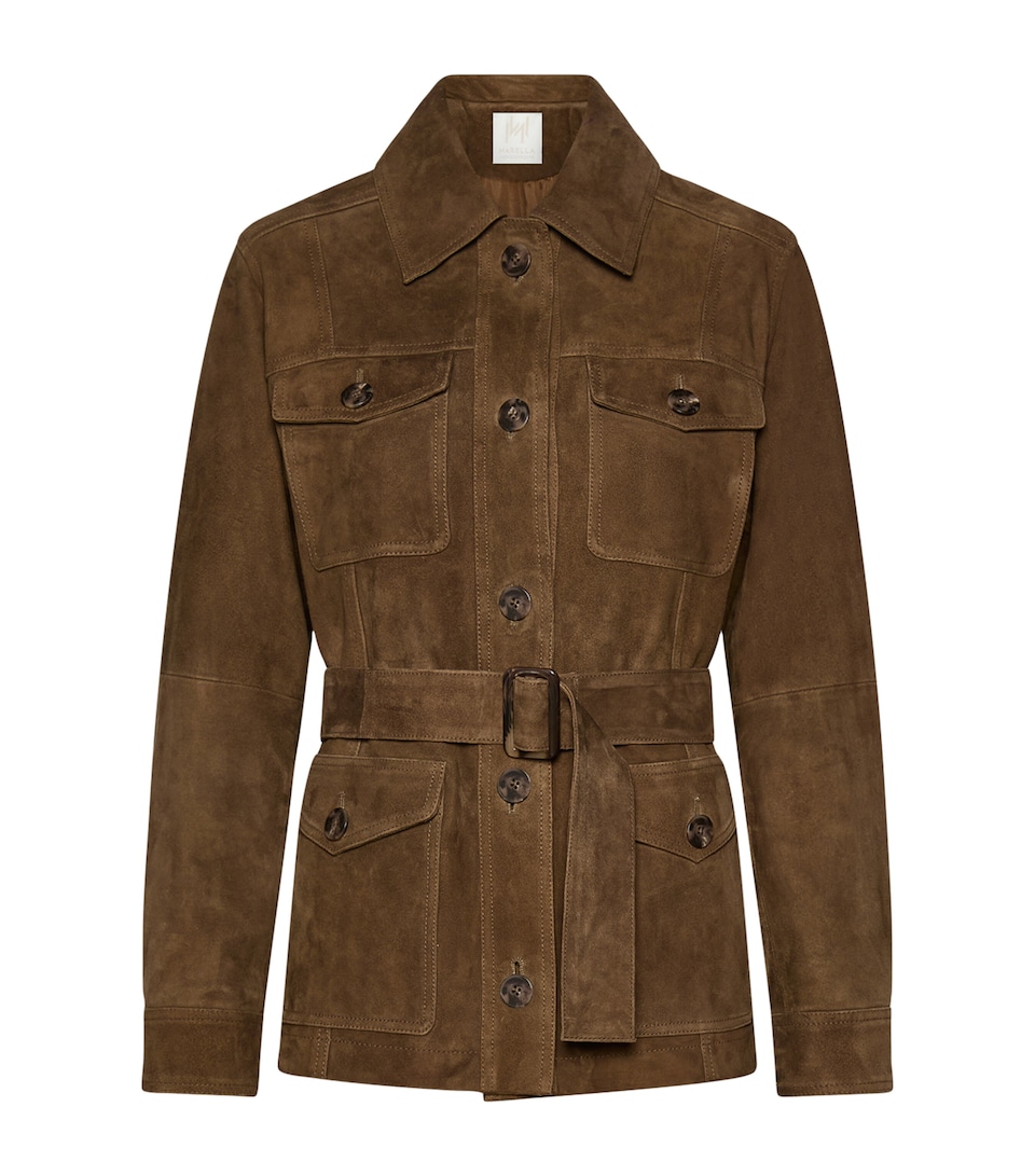 Marella Womens Suede Jacket Oil Green