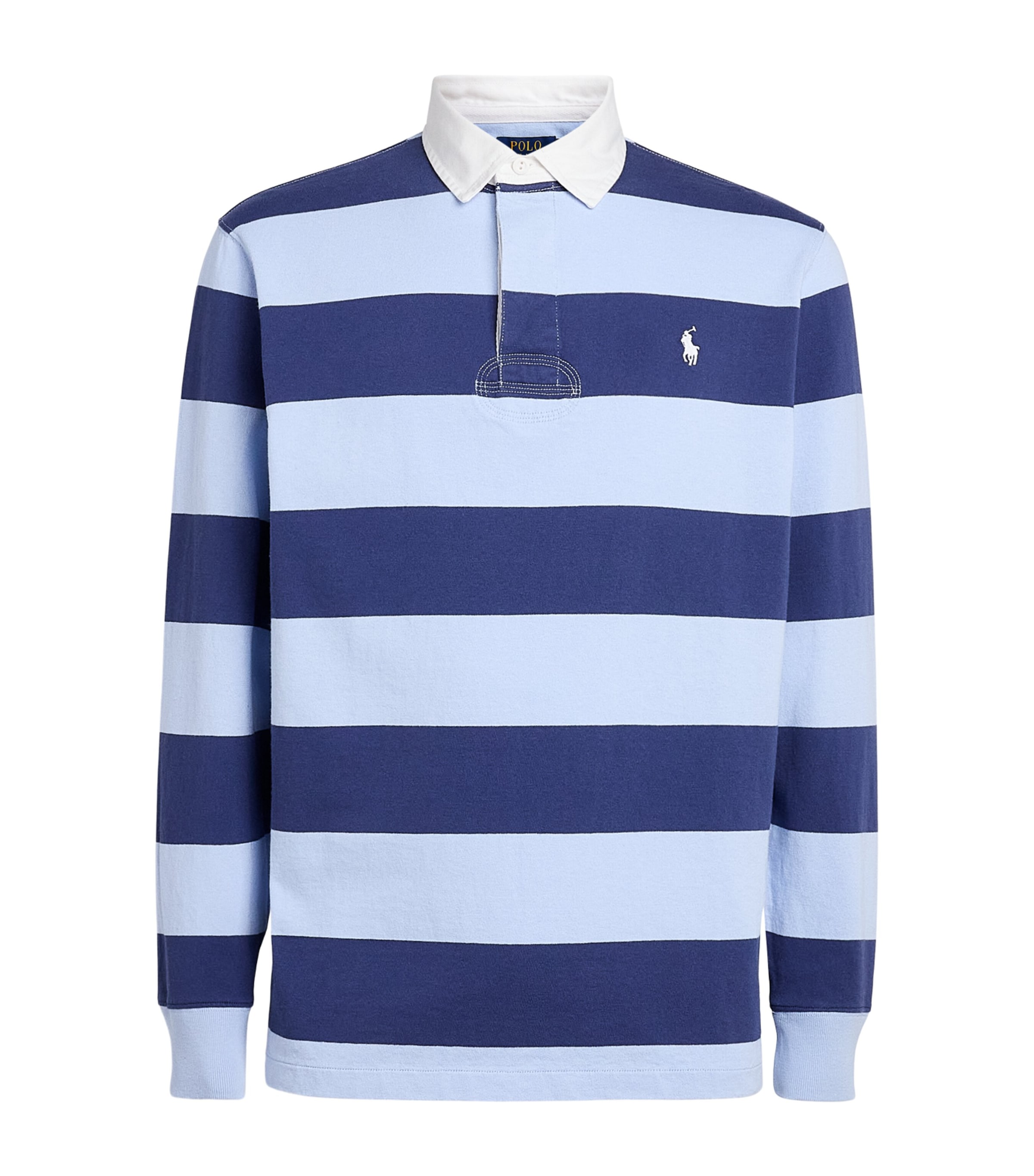 Polo Ralph Lauren Mens Cotton Stripe Rugby Shirt Light Nvy/offce Blue