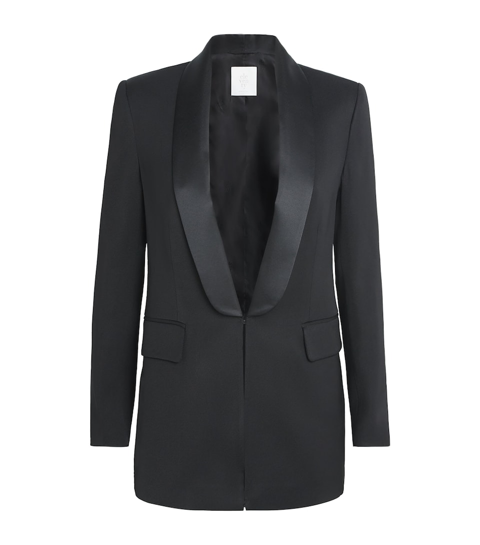 Eleventy Womens Twill Tuxedo Jacket Nero