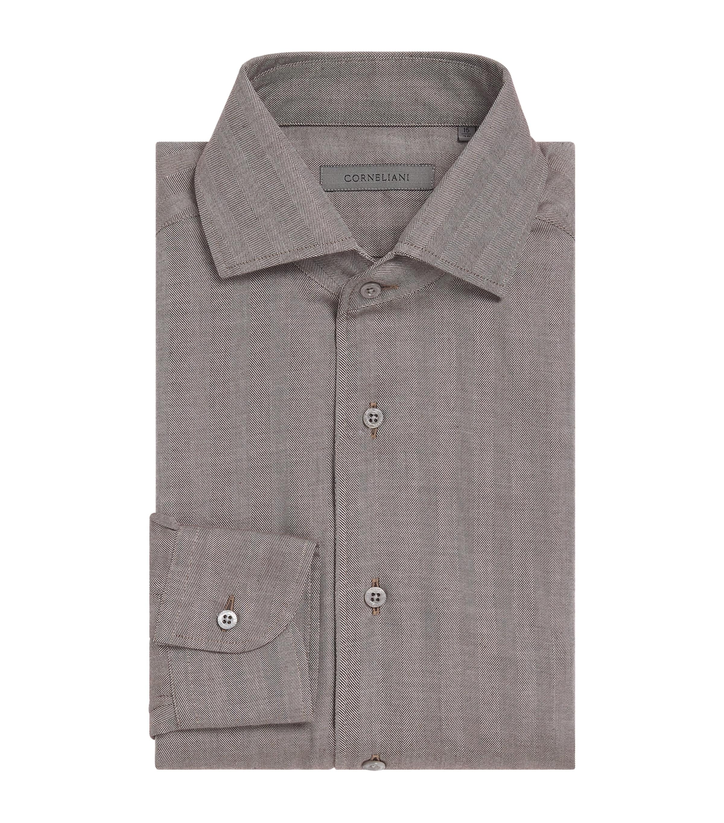 Cotton-Blend Herringbone Shirt