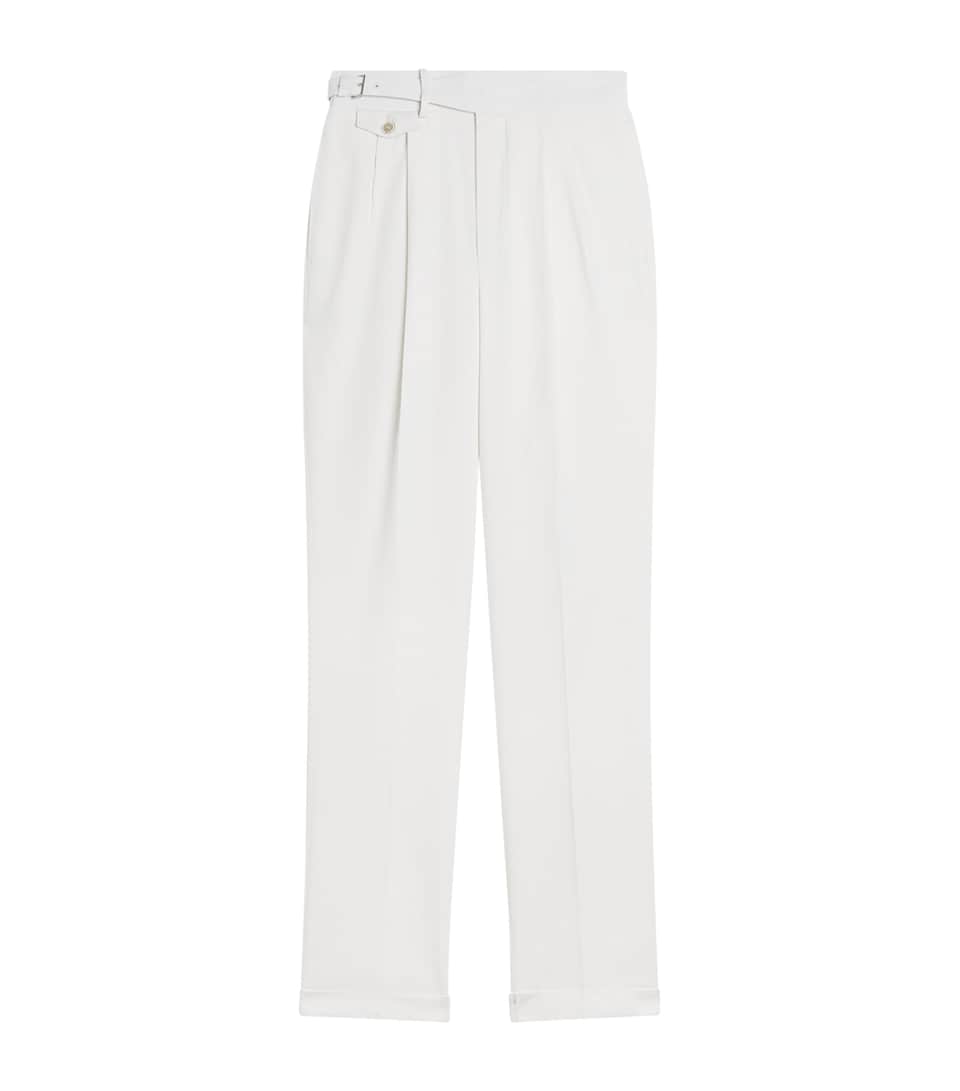 Dunhill Mens Wool Double-Pleated Formal Trousers