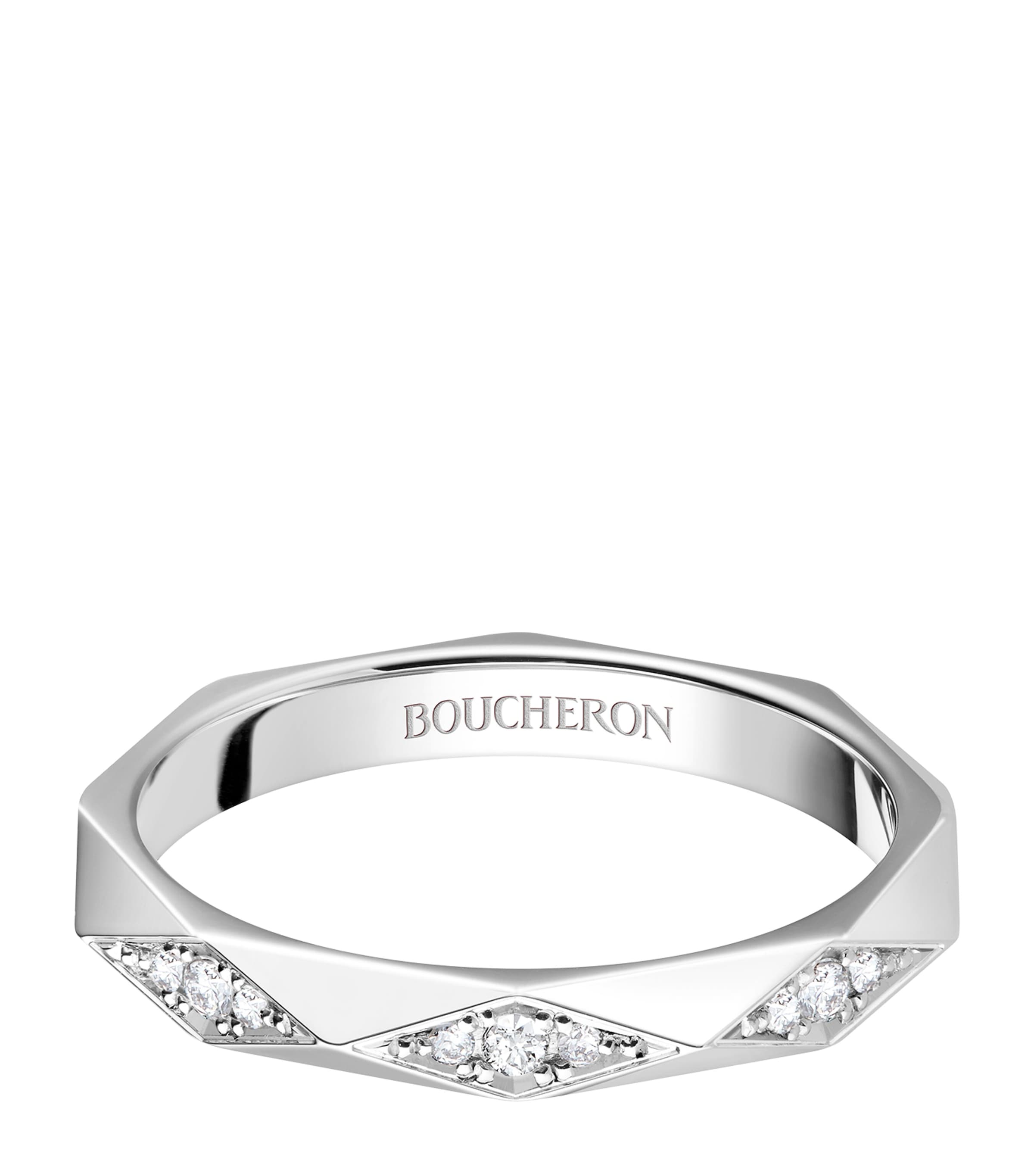 Platinum and Diamond Facette Wedding Band