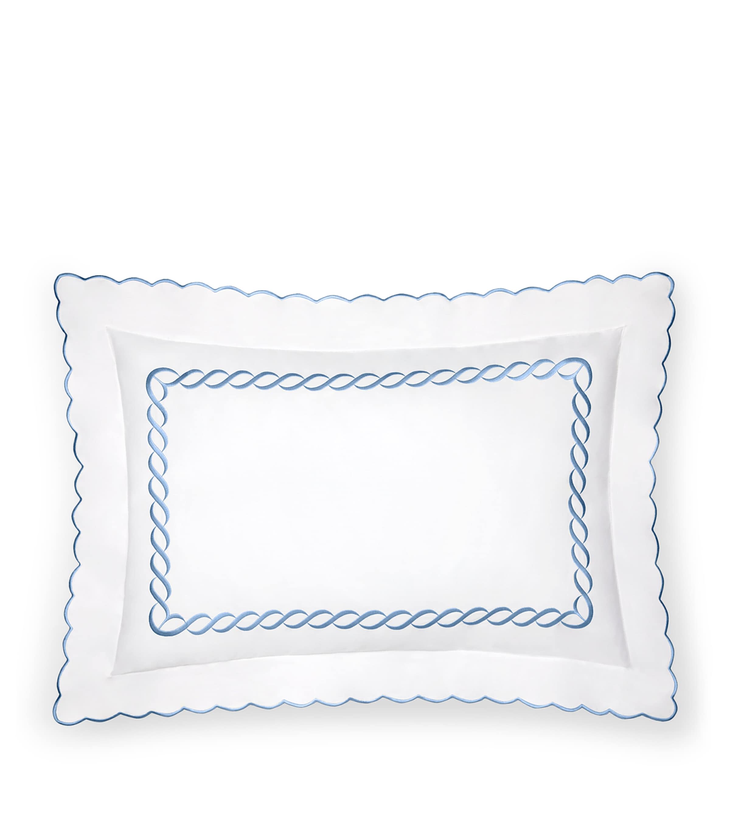 Pratesi Treccia Standard Pillowcase (50cm x 75cm) Wht/medium Blue