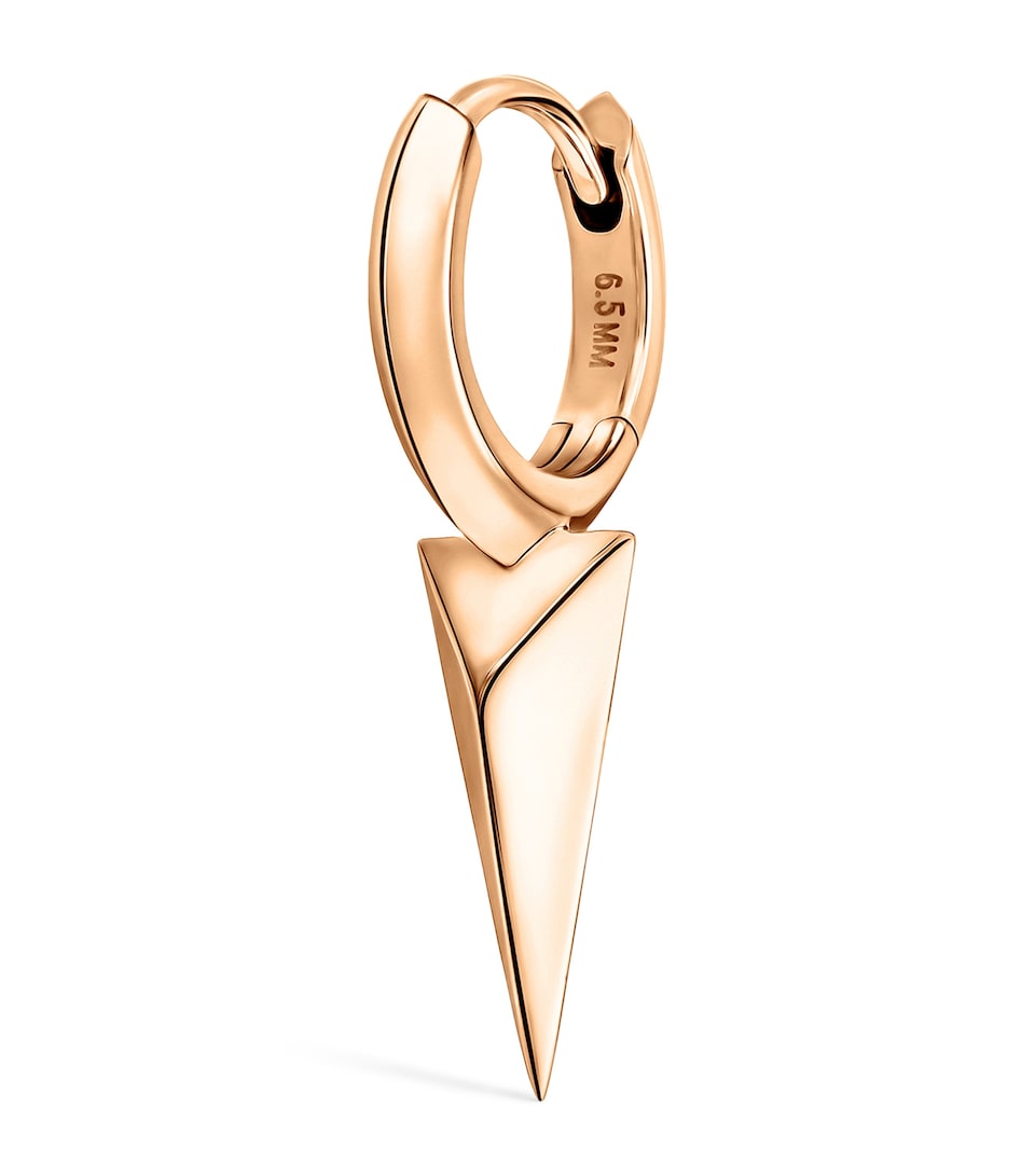 Rose Gold Faceted Single Long Spike Hoop Earring (6.5mm)