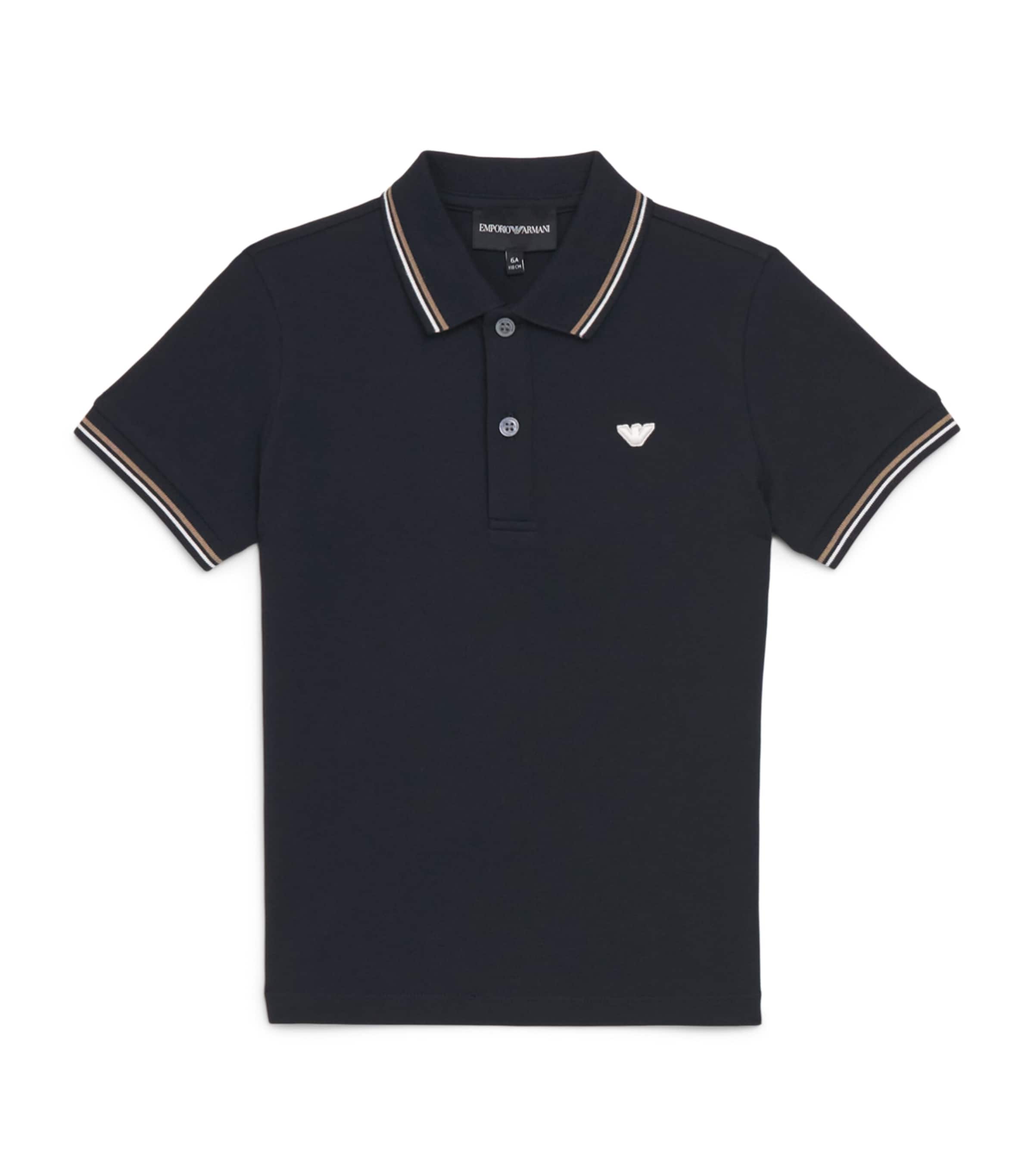 Emporio Armani Kids Stretch-Cotton Logo Polo Shirt (4-16 Years) Blu Nav