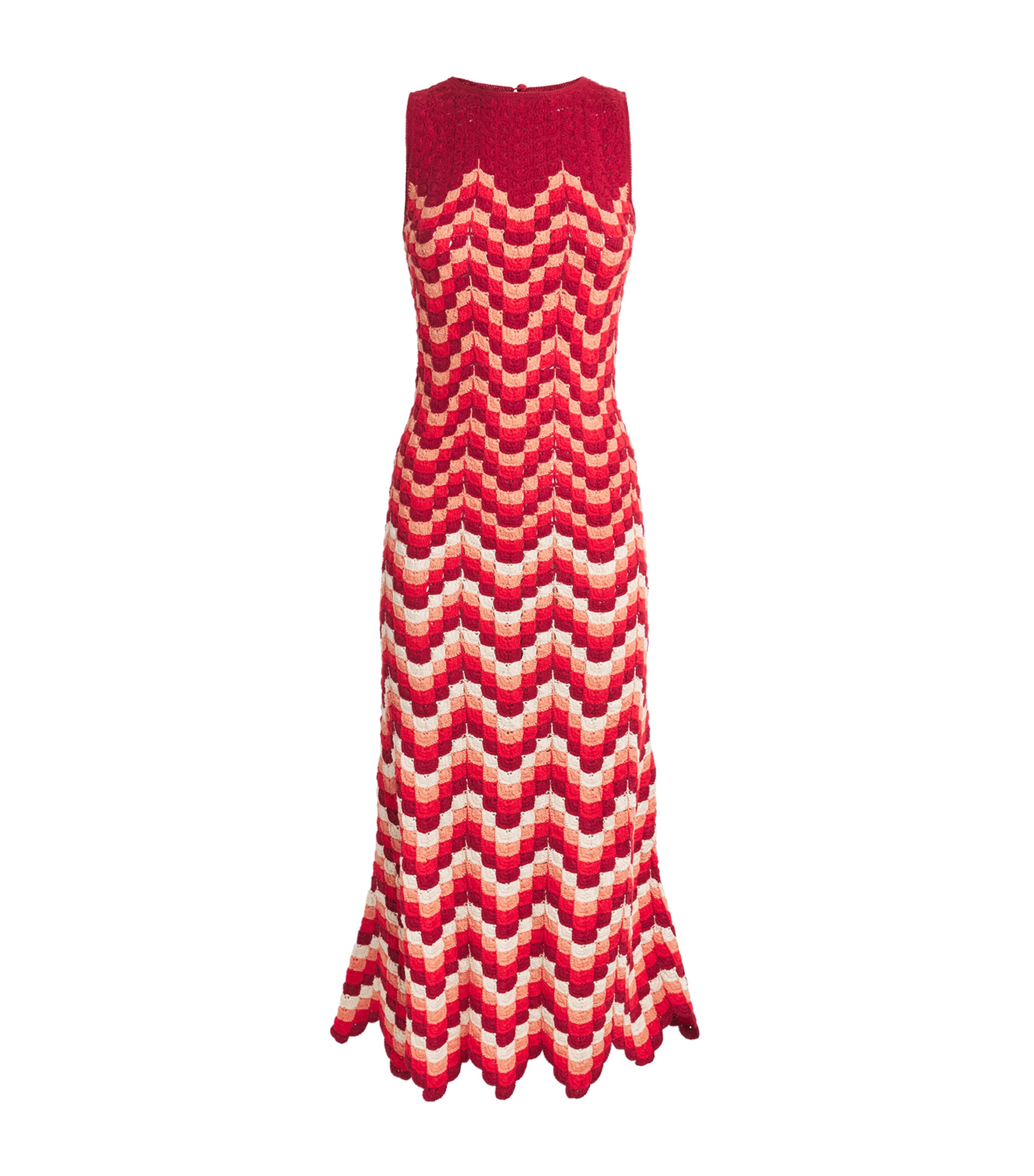 ESCVDO Womens Cotton Crochet Cuenca Midi Dress Scarlet Red