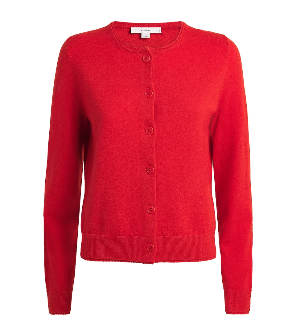 Vince Womens Wool-Cashmere-Blend Cardigan Poppy