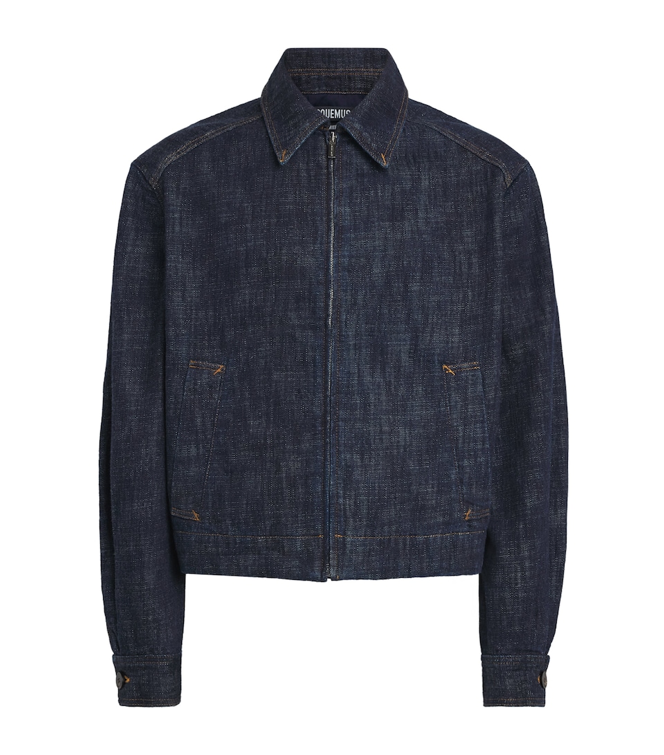 Jacquemus Mens Logo Denim Jacket Dark Navy