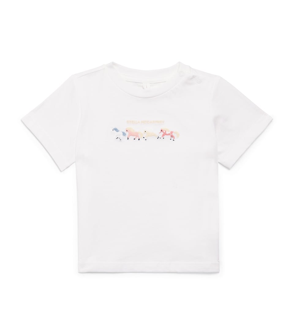 Stella McCartney Kids Cotton Horse T-Shirt (6-36 Months) Ivory