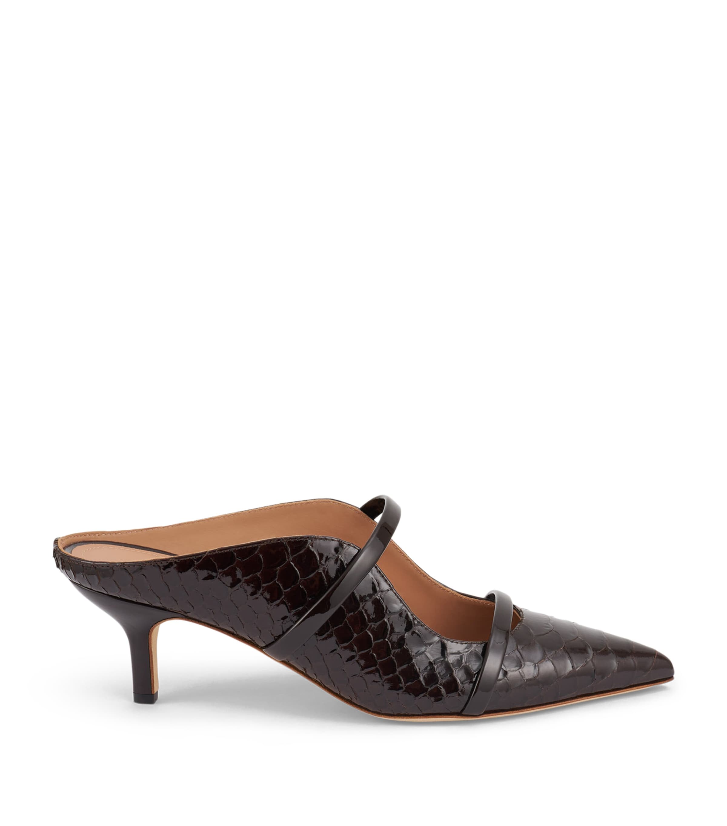 Malone Souliers Embossed Leather Maureen Mules 45 Dark Brown