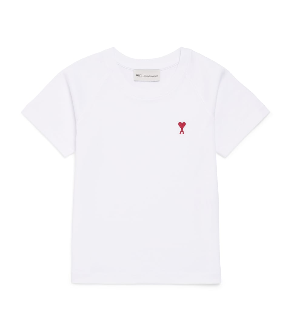 AMI Paris Cotton Ami de Coeur T-Shirt (4-12 Years) : Blanc