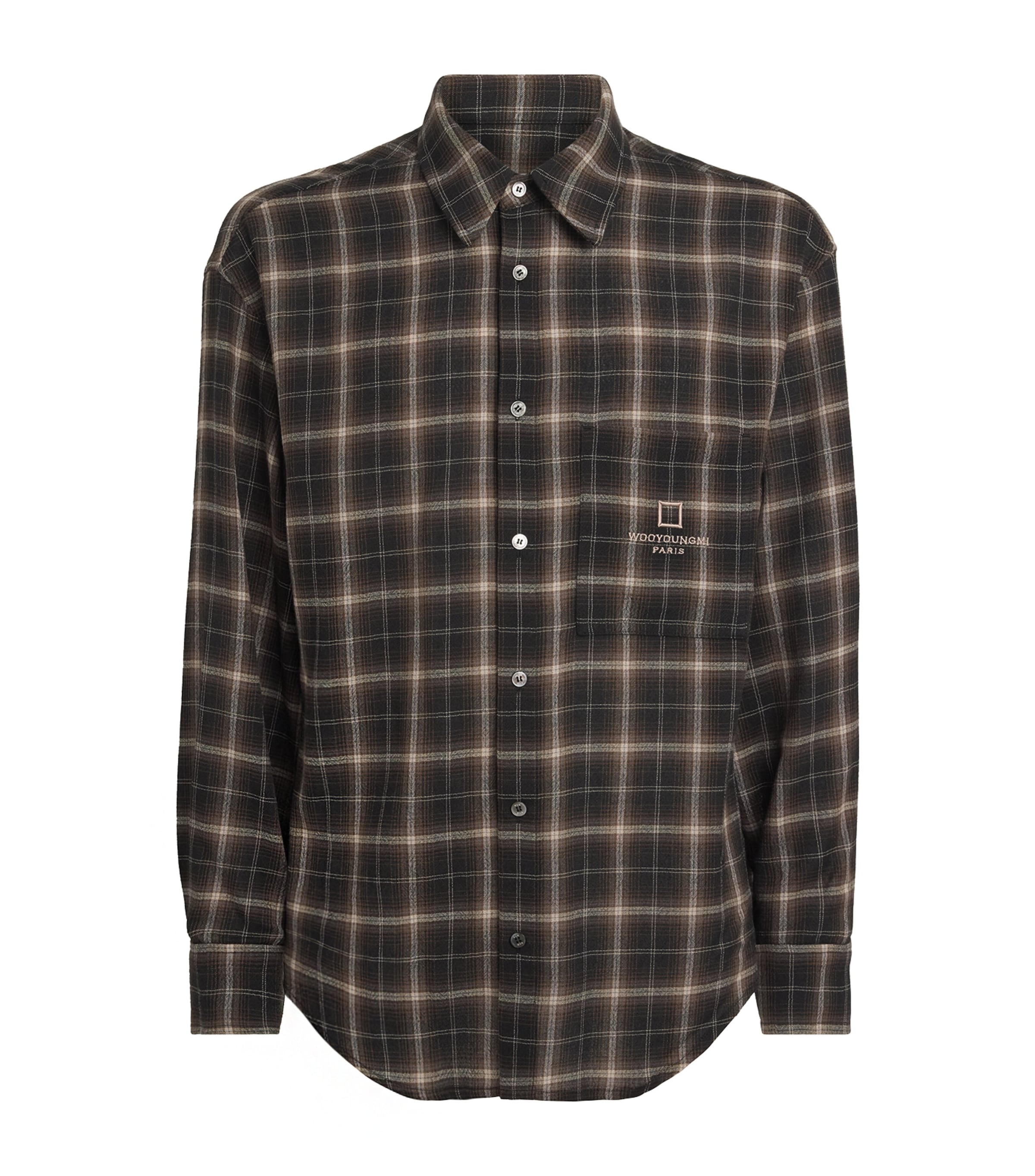 Wooyoungmi Mens Ombré Check Shirt Mud