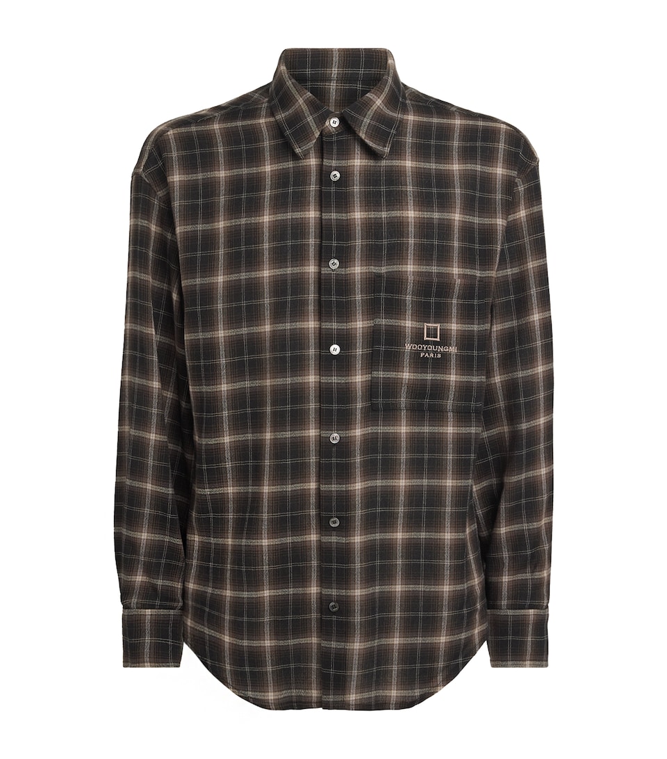 Wooyoungmi Mens Ombré Check Shirt Mud