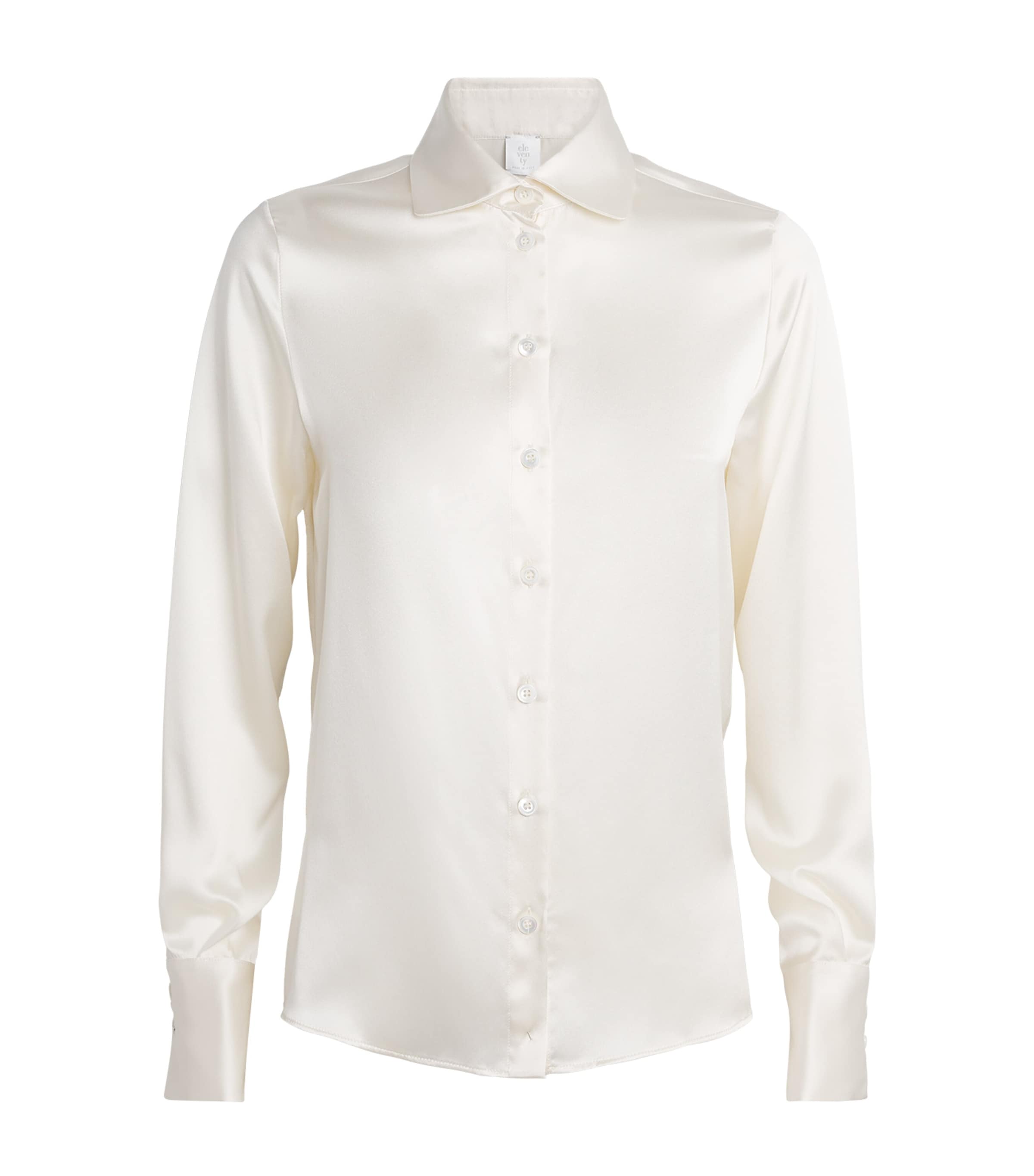Eleventy Womens Silk Long-Sleeve Shirt Avorio