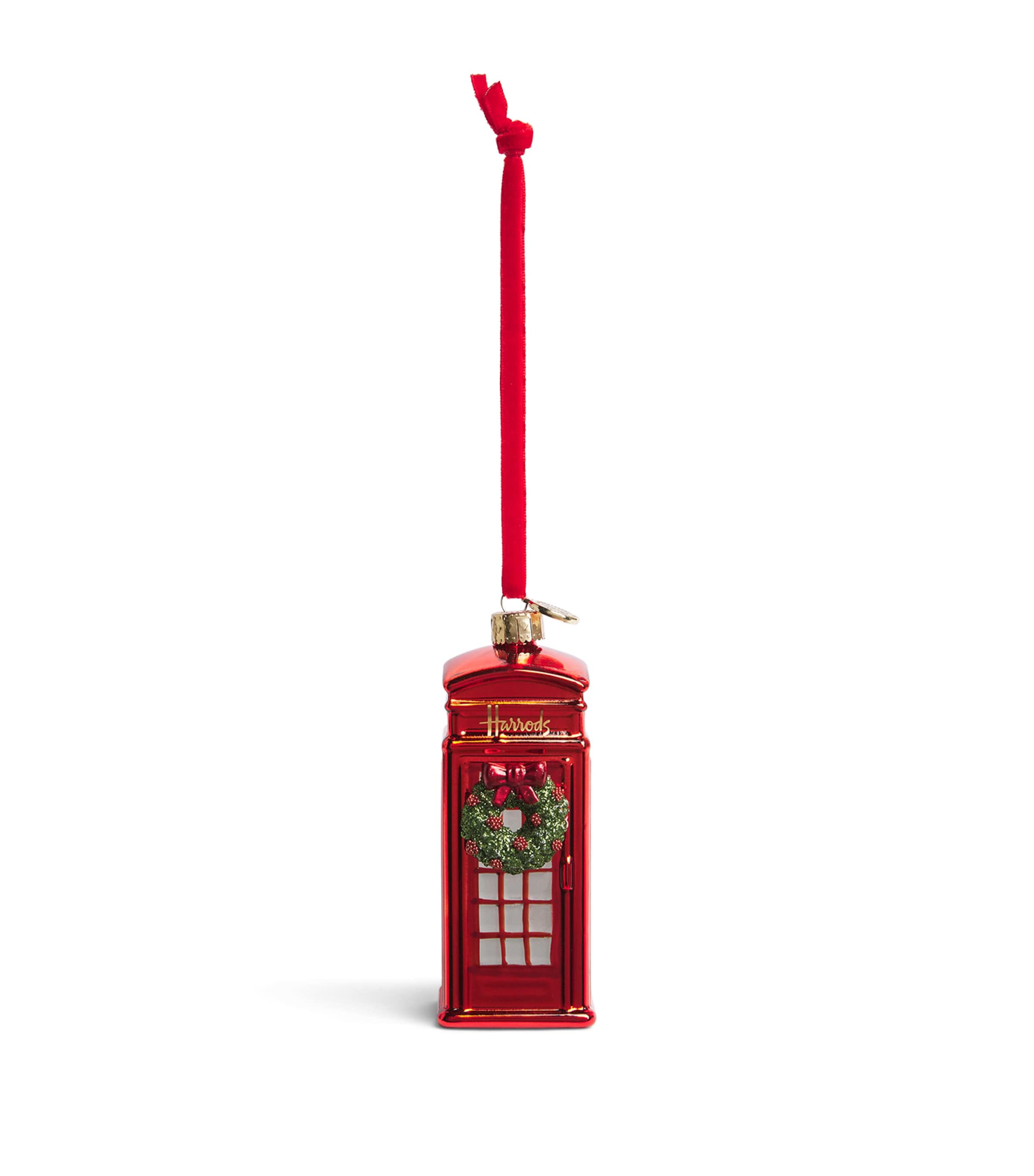 Harrods Wreath Telephone Box Tree Decoration White
