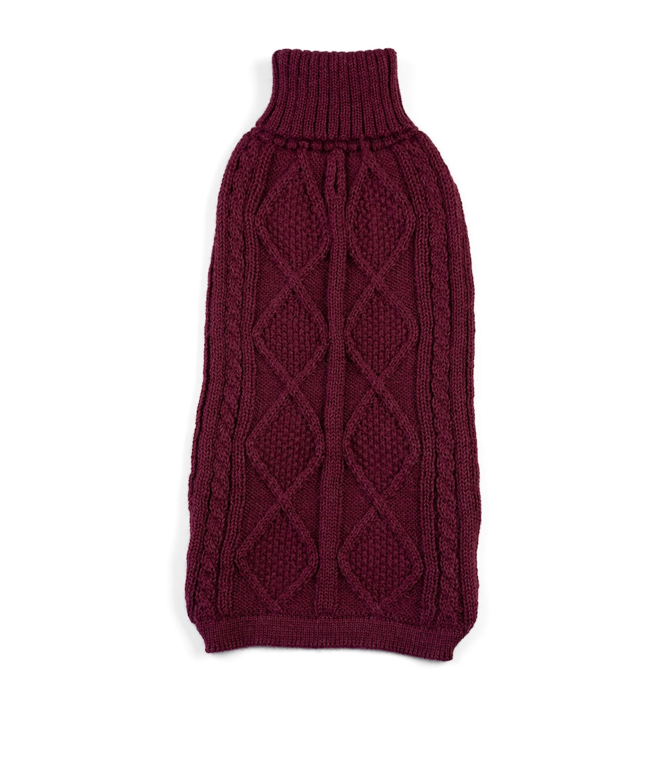 ALQO WASI Alpaca-Blend Aran Knit Dog Sweater (XX-Small) Red Wine