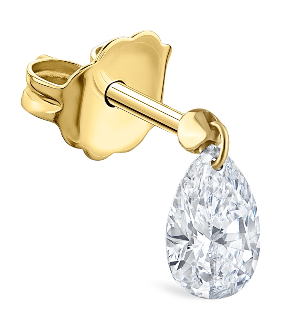 Maria Tash Floating Pear Diamond Charm Single Stud Earring (6mm) Yellow Gold