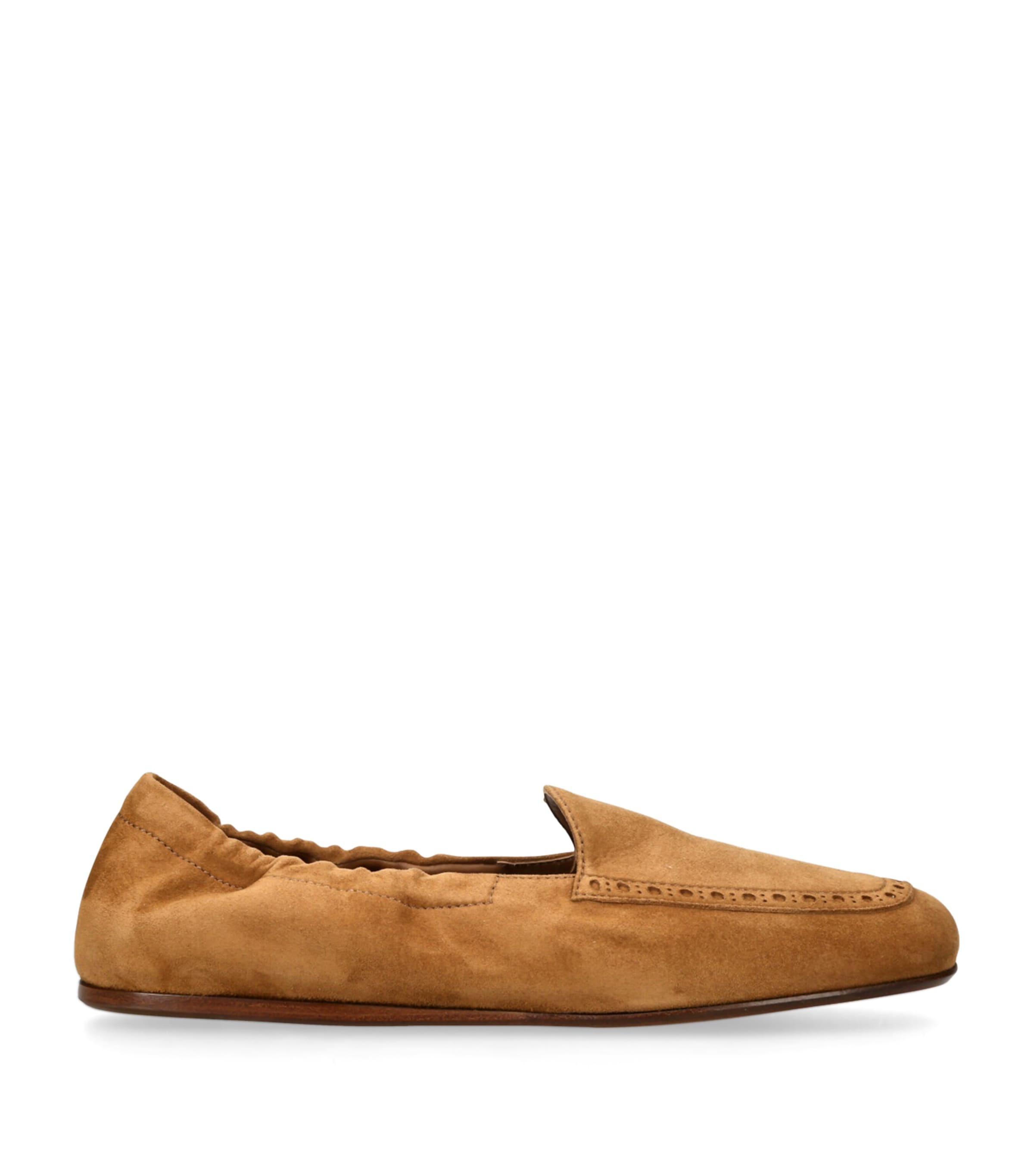 Suede Gathered Moccasin Loafers