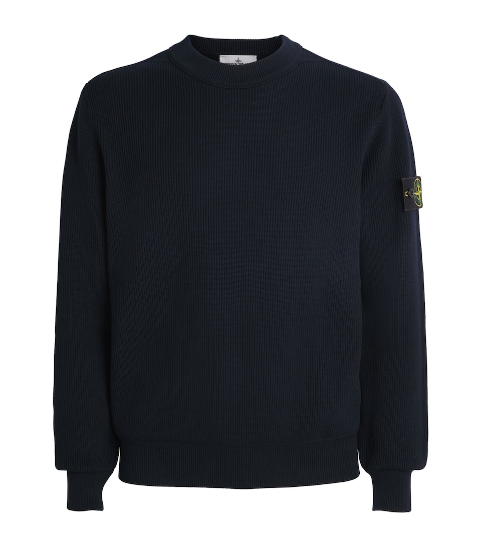 Stone Island Mens Ribbed Compass Patch Sweatshirt
