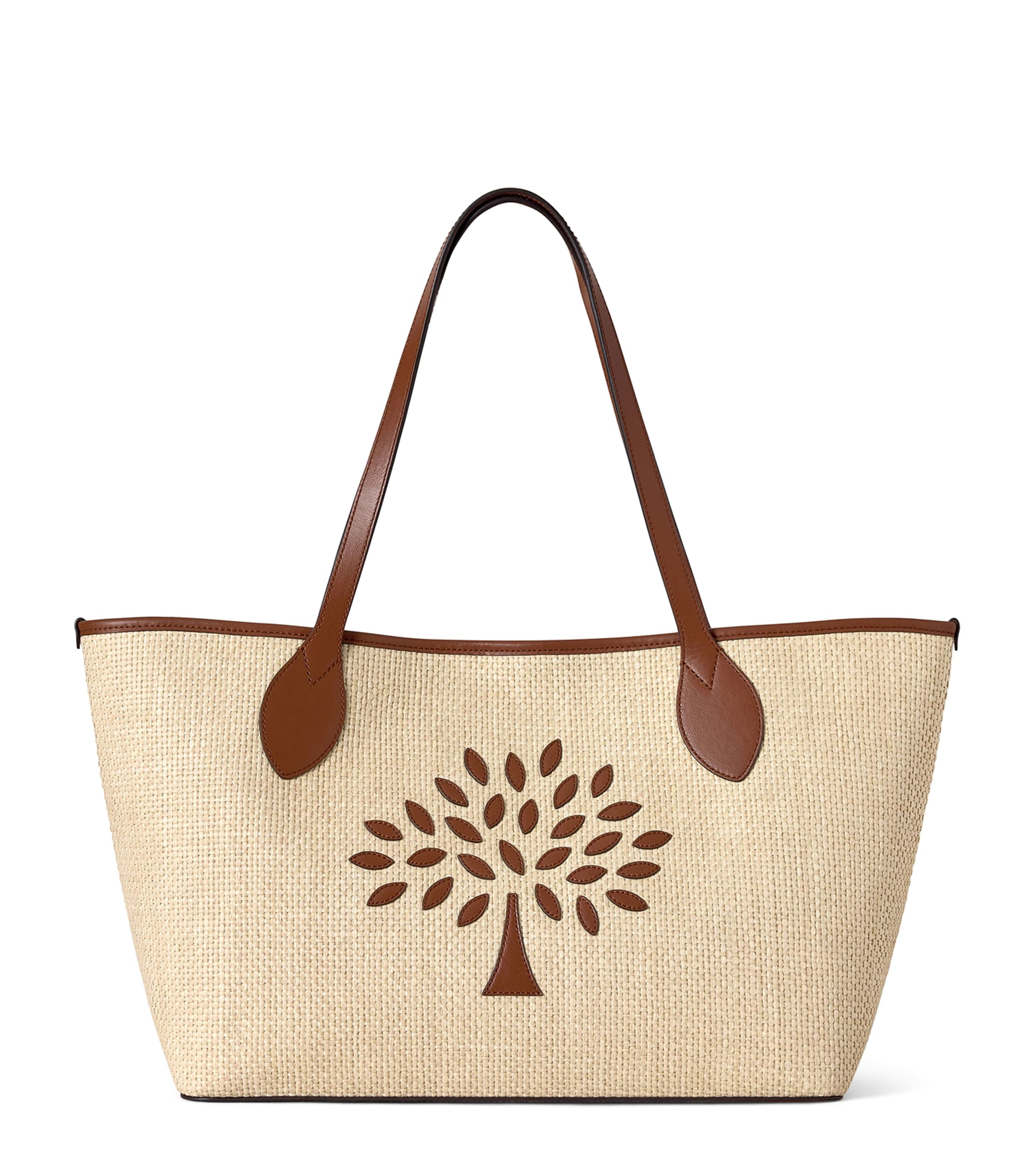 Mulberry Small Raffia-Leather Tree Tote Bag Ecru & Bright Oak