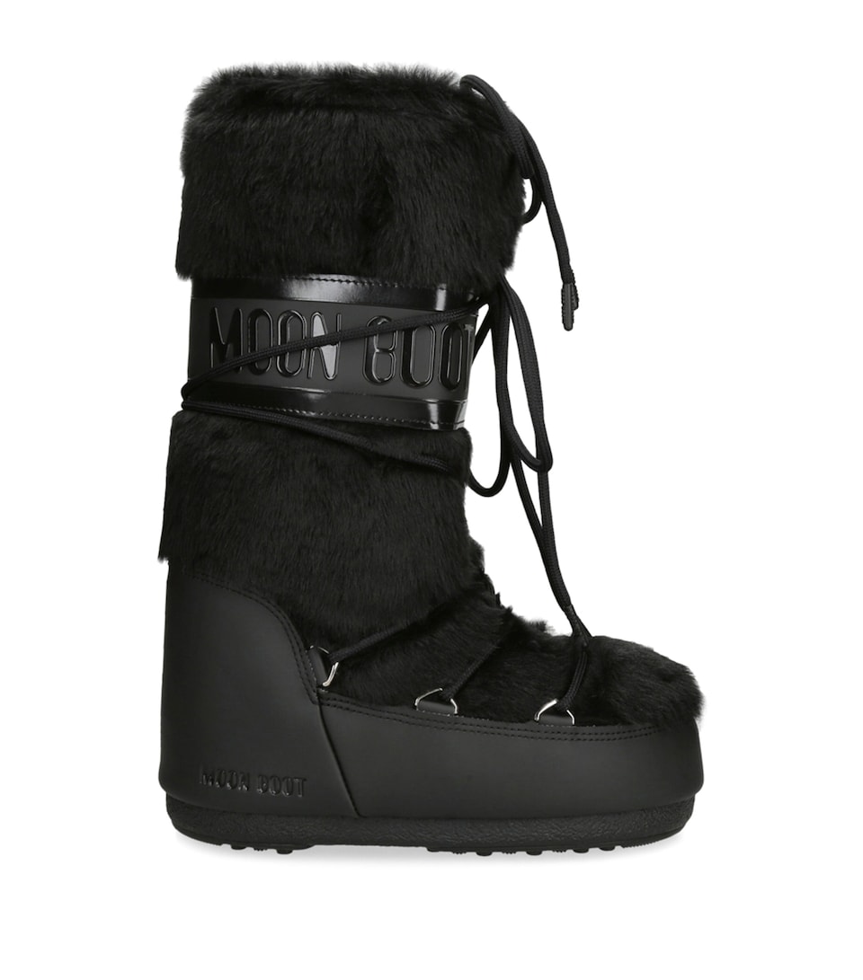 Moon Boot Womens Icon Faux-Fur Boots Black