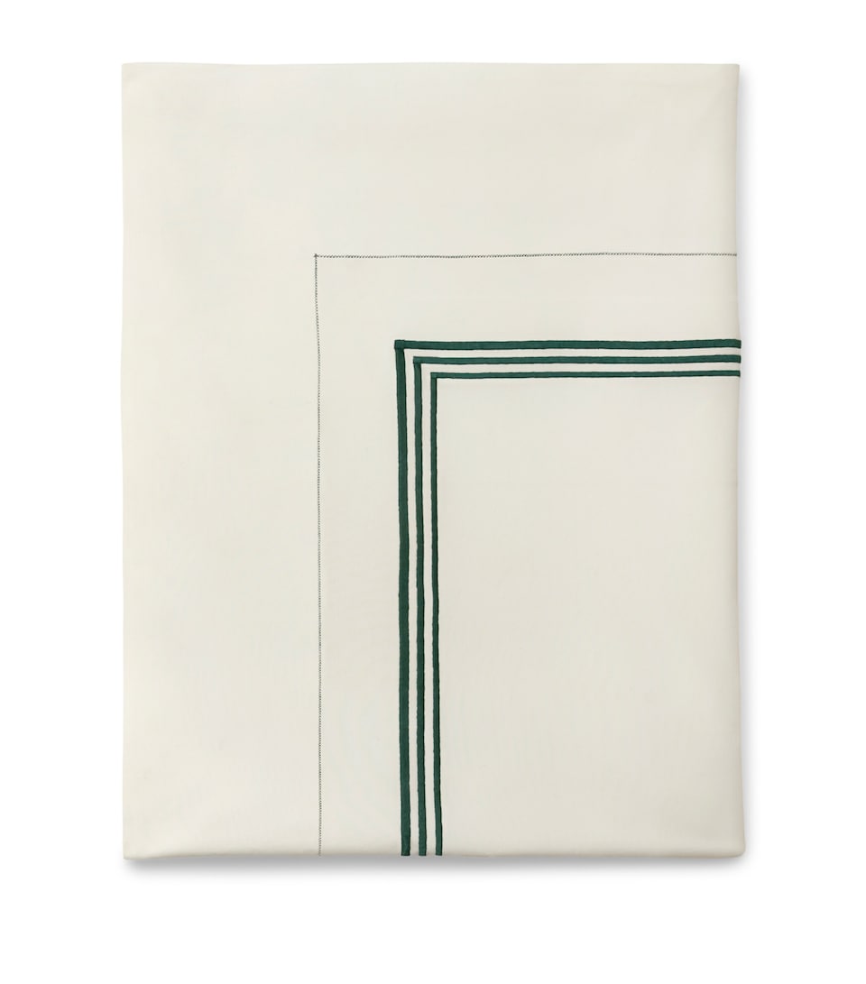 Pratesi Tre Righe Super King Flat Sheet (300cm x 270cm) Ivory/emerald