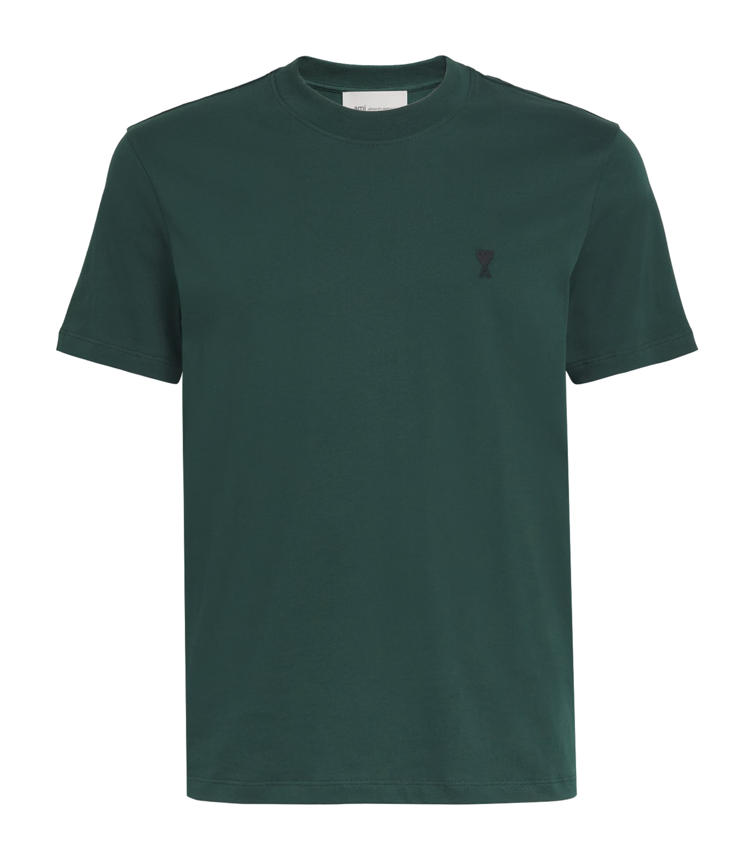 AMI Paris Mens Cotton Ami de Coeur T-Shirt Vert Btlle/noir