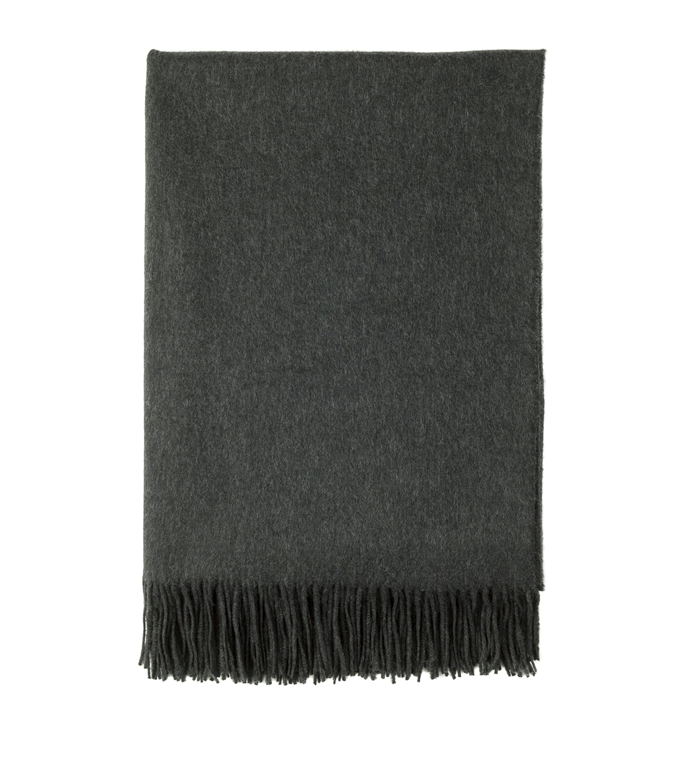 Harrods of London Cashmere Fringed Throw (140cm x 190cm) Charcoal