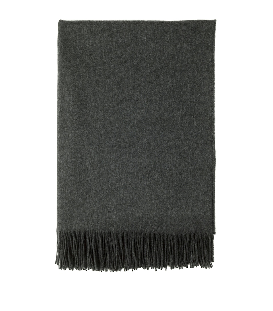 Harrods of London Cashmere Fringed Throw (140cm x 190cm) Charcoal