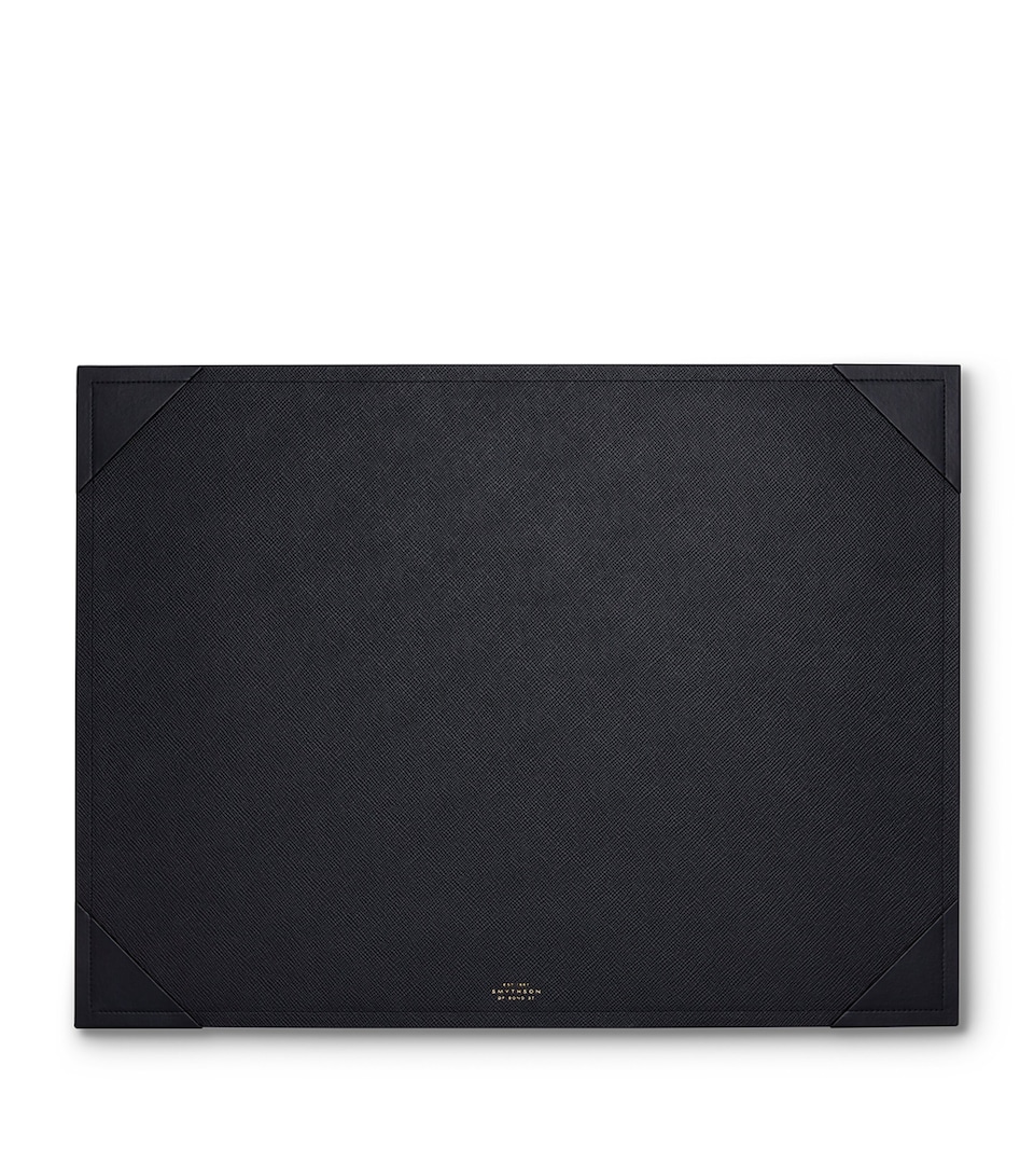 Smythson Leather Desk Mat Black