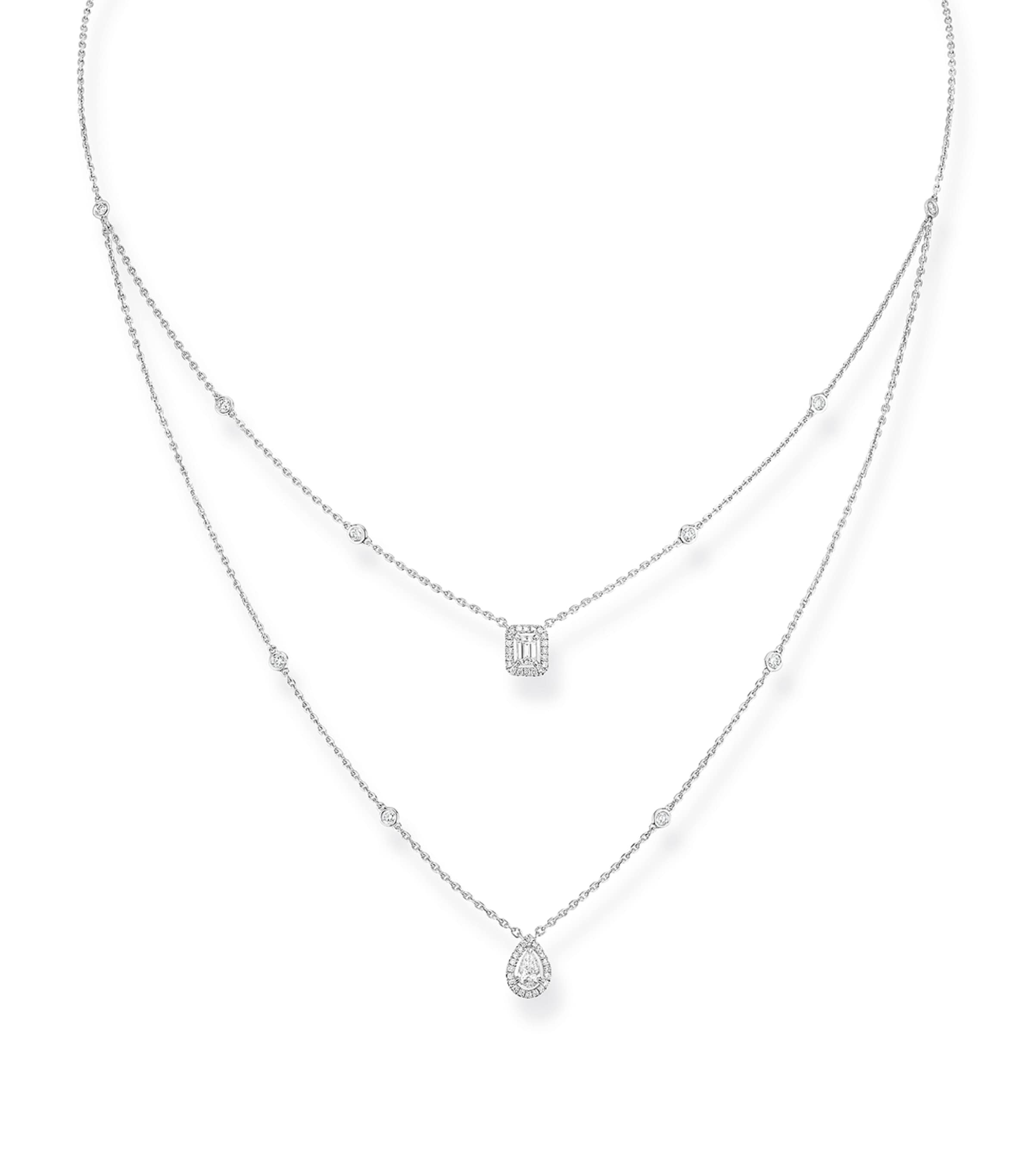 White Gold and Diamond My Twin Layered Necklace