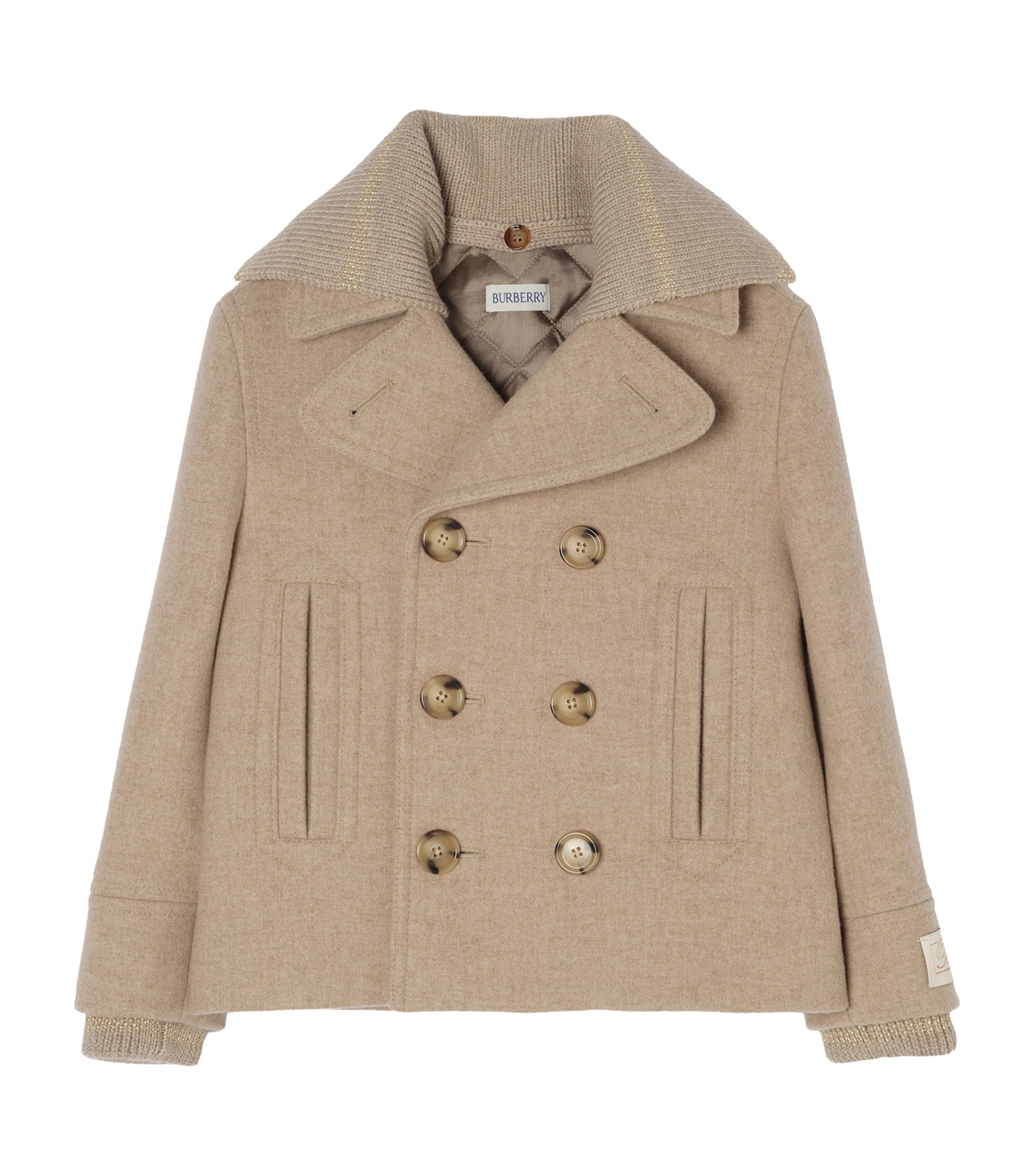 Burberry Kids Wool-Blend Pea Coat (4-12 Years) Taupe Melange