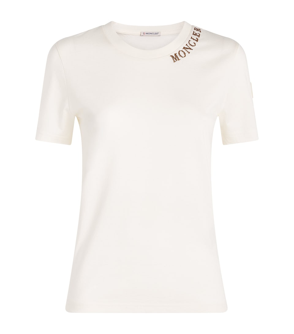 Moncler Womens Cotton Embroidered Logo T-Shirt