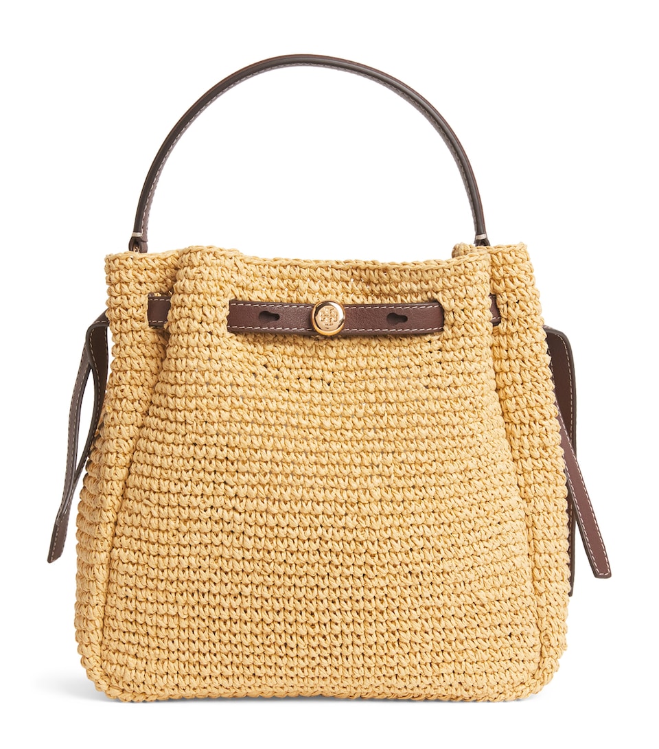 Tory Burch Small Raffia Romy Bucket Bag Natural