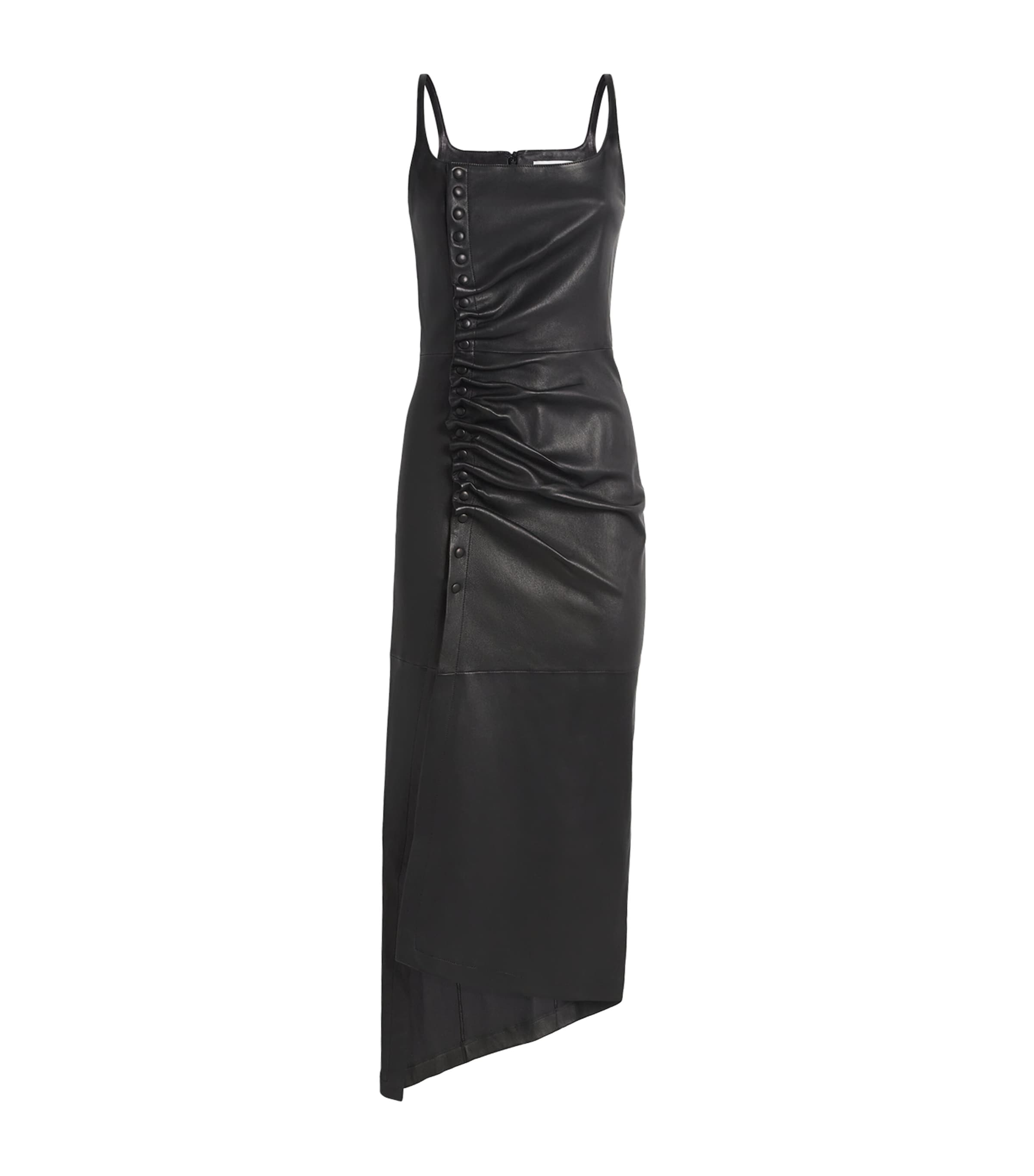 Lambskin Draped Midi Dress