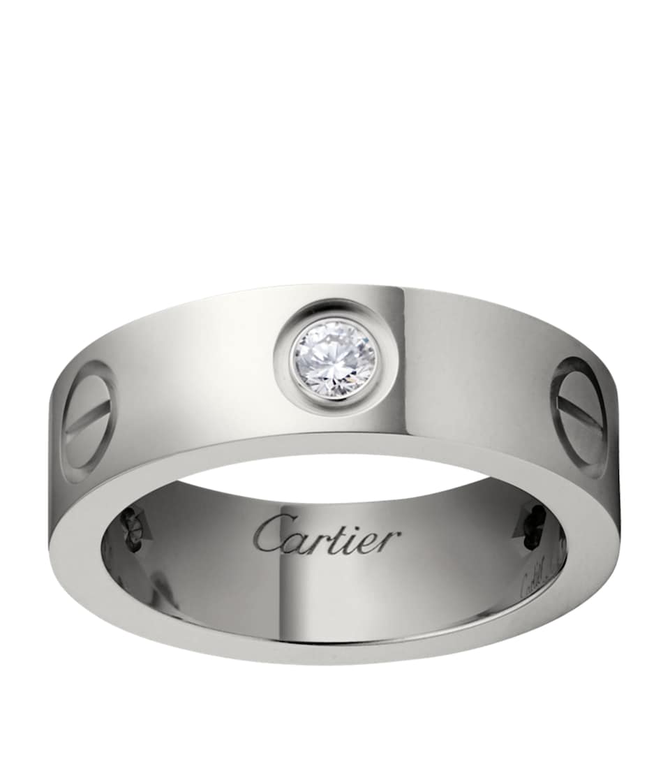 White Gold and Diamond LOVE Ring