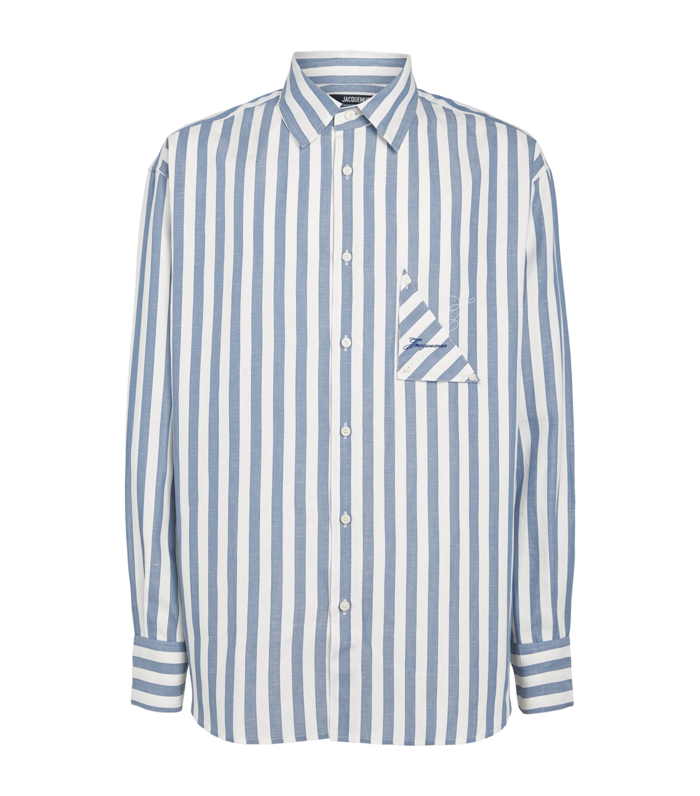 Jacquemus Mens Cotton-Linen Voilier Shirt Jcqrd Strp Blu O