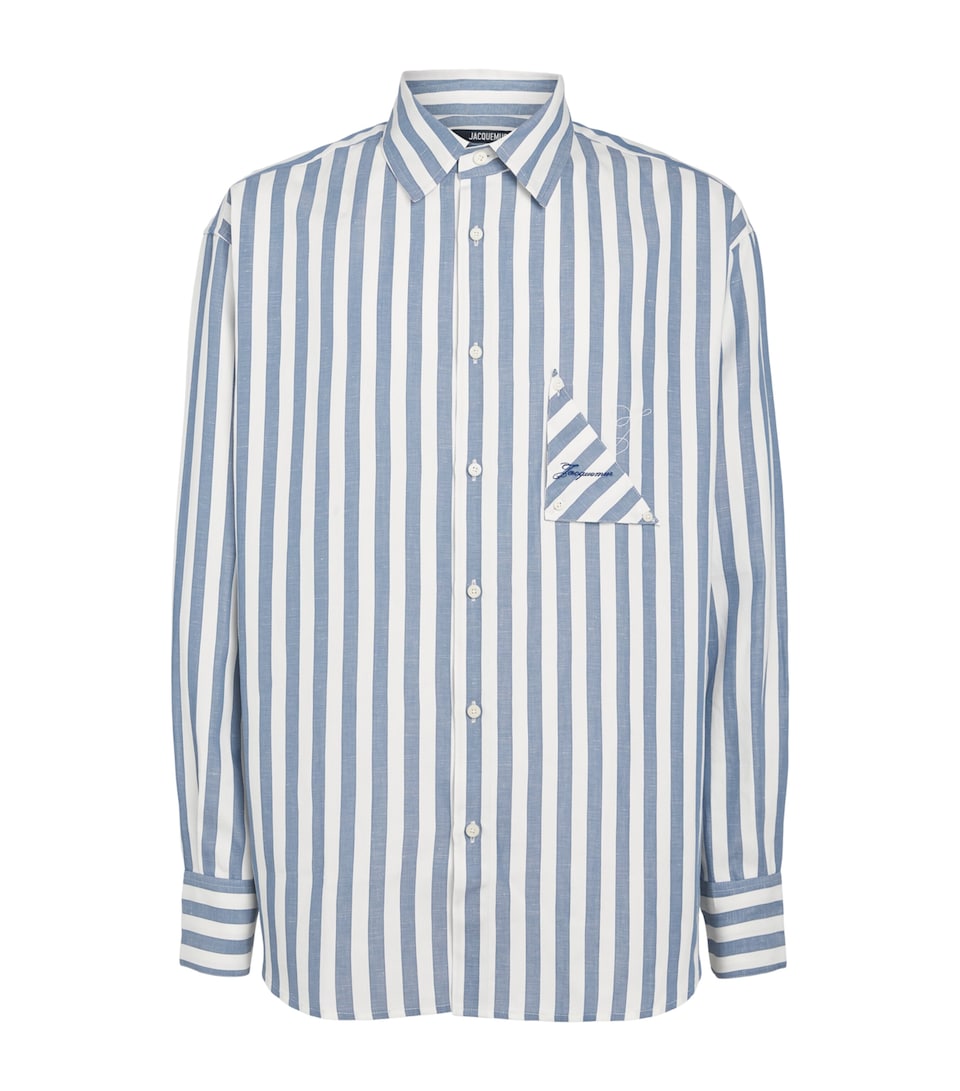 Jacquemus Mens Cotton-Linen Voilier Shirt Jcqrd Strp Blu O