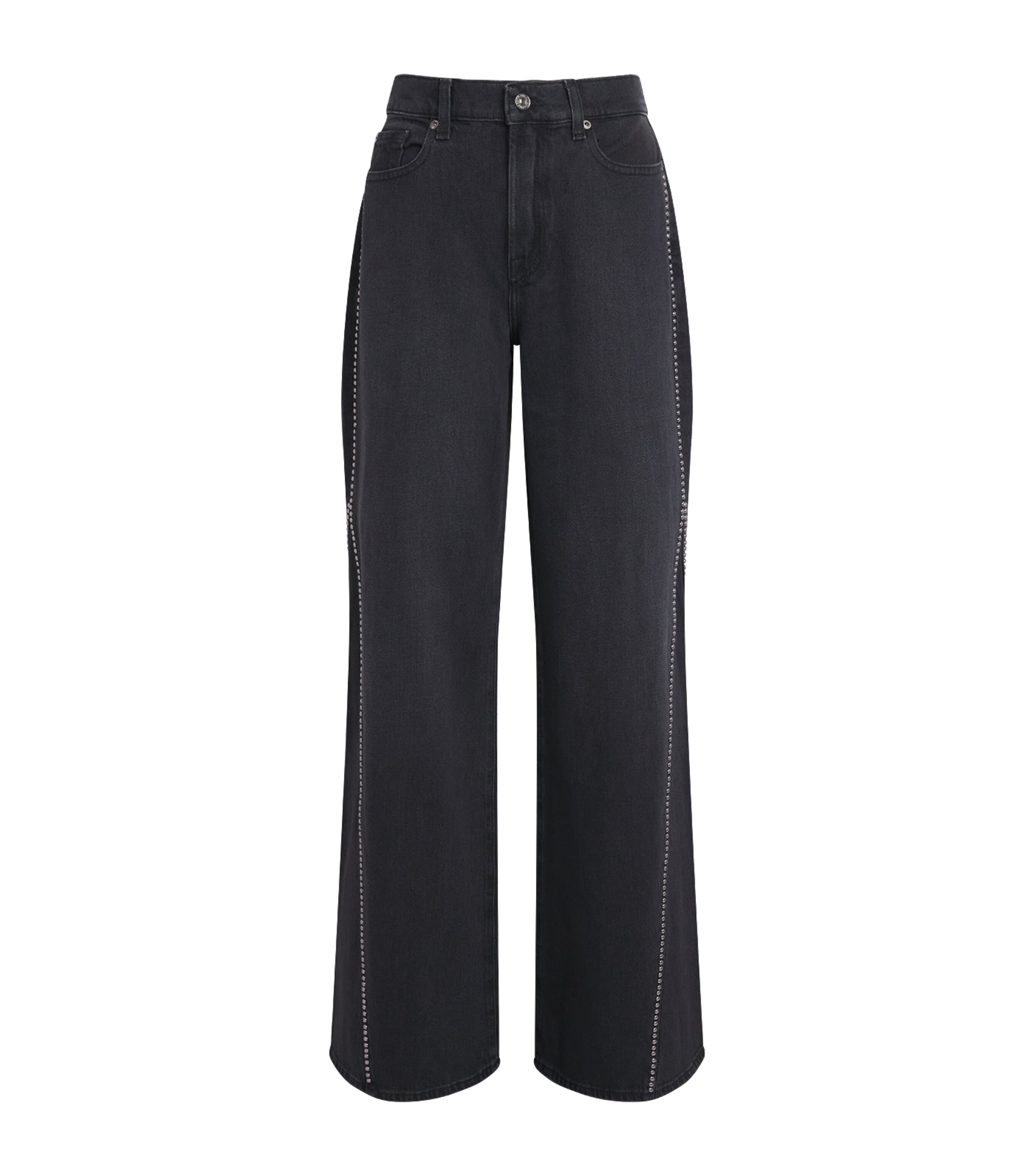 7 For All Mankind Womens Stud Lotta High-Rise Wide-Leg Jeans Nocturne