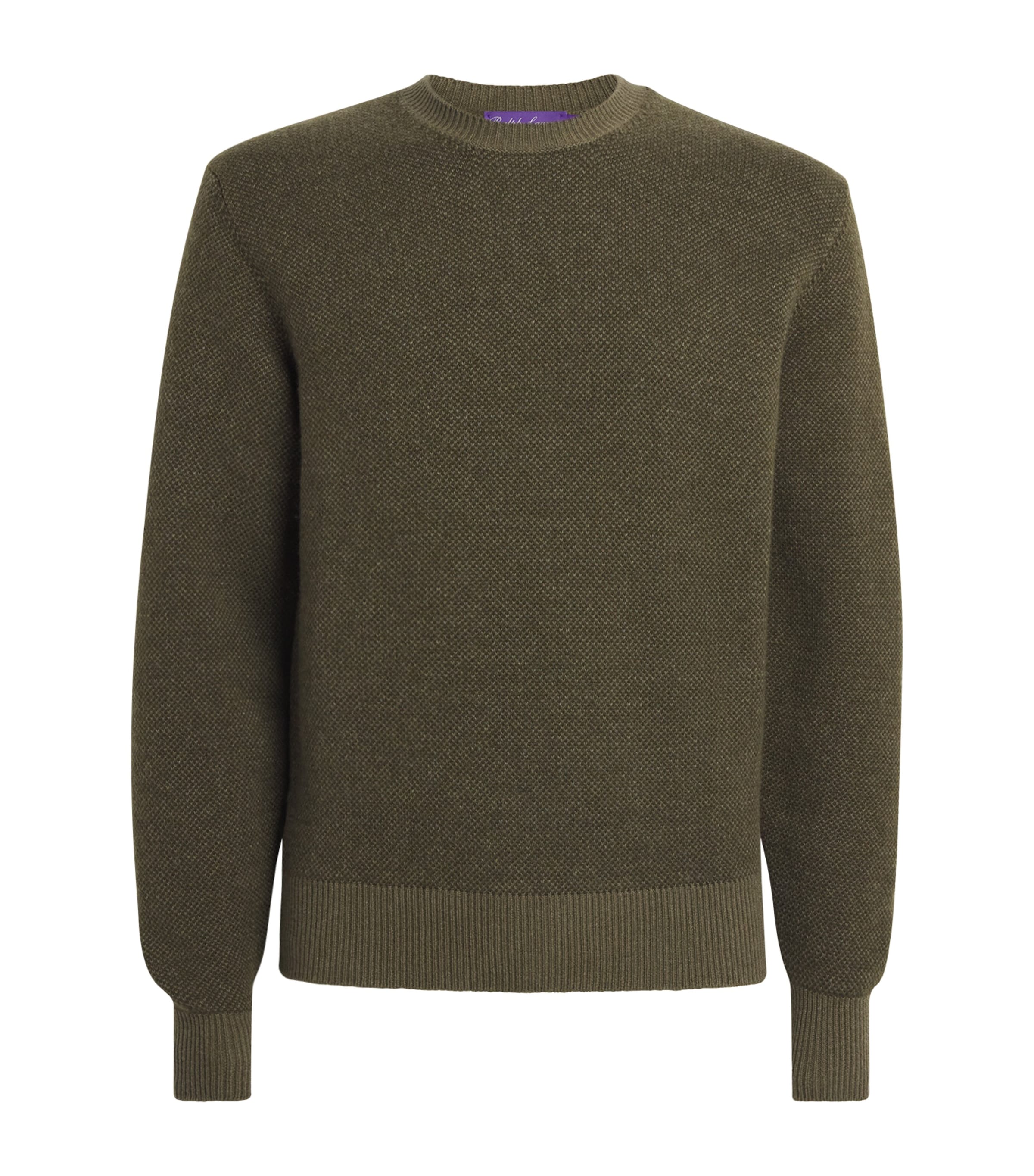 Ralph Lauren Purple Label Mens Cashmere Birdseye Knit Sweater Farm Olive