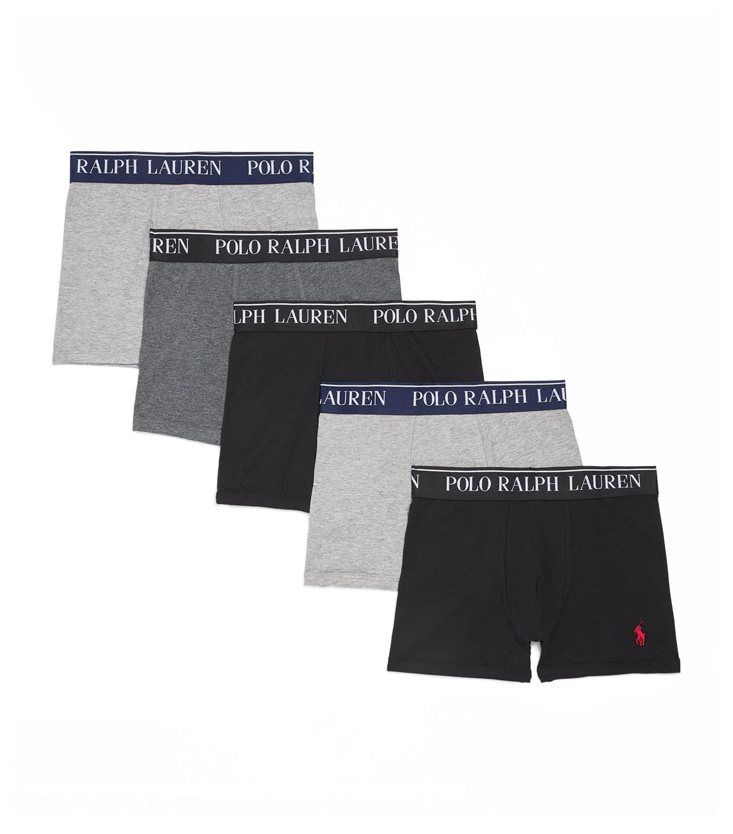 Ralph Lauren Kids Pack of 5 Stretch-Cotton Boxer Briefs (8-15 Years) Andover Heather