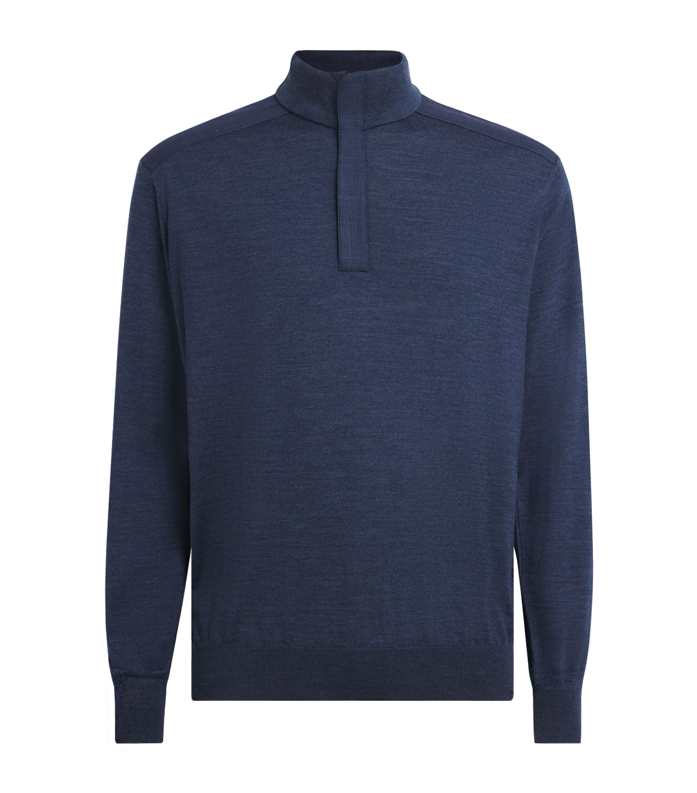 Paul & Shark Mens Wool-Silk High-Neck Sweater Mlnge Cadet Blue