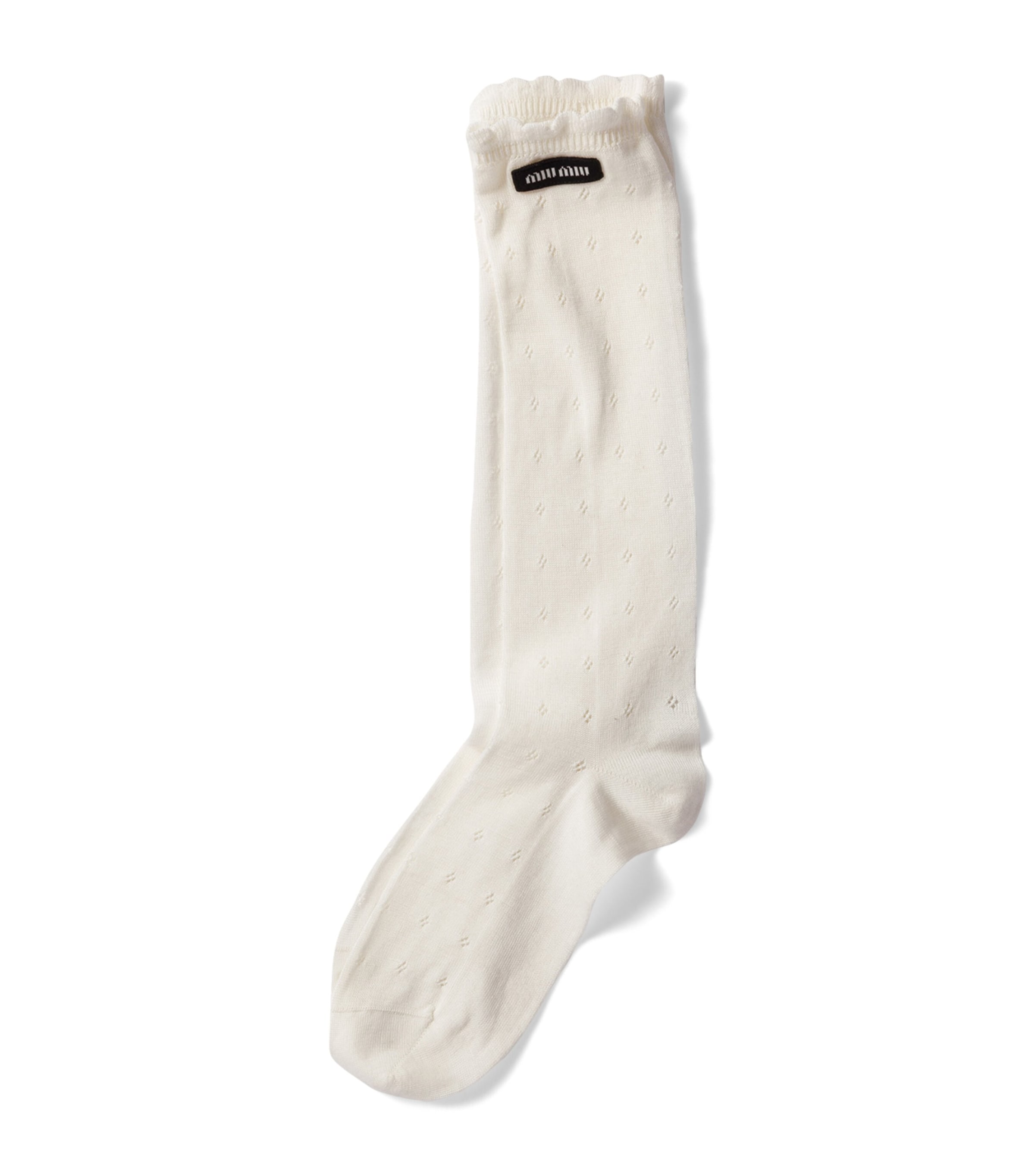 Miu Miu Womens Cotton-Blend Pointelle-Knit Socks