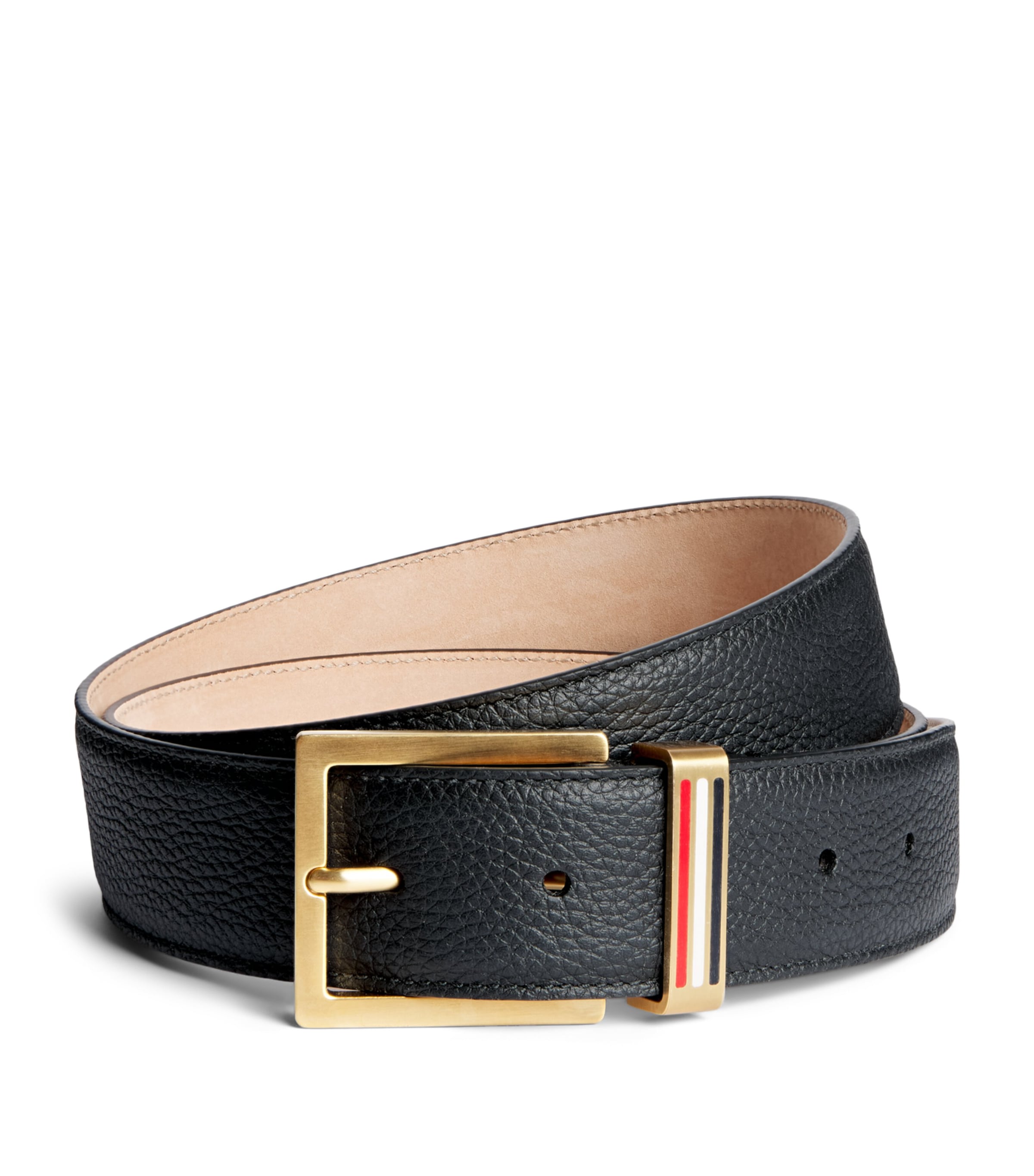Thom Browne Leather Tricolour Belt Black
